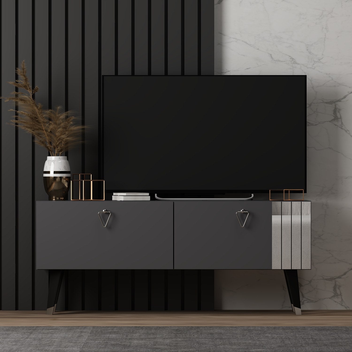 Móvel de TV – 120 cm x 30 cm x 50 cm – Antracite – Painel de partículas
