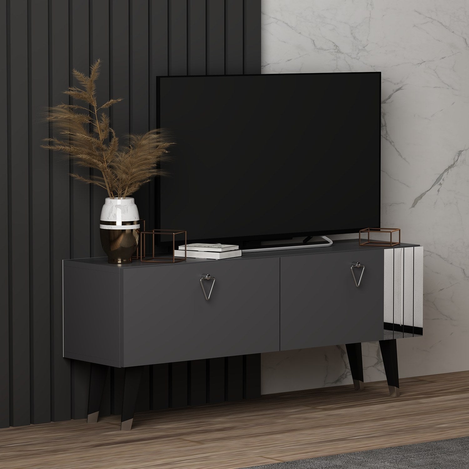Móvel de TV – 120 cm x 30 cm x 50 cm – Antracite – Painel de partículas