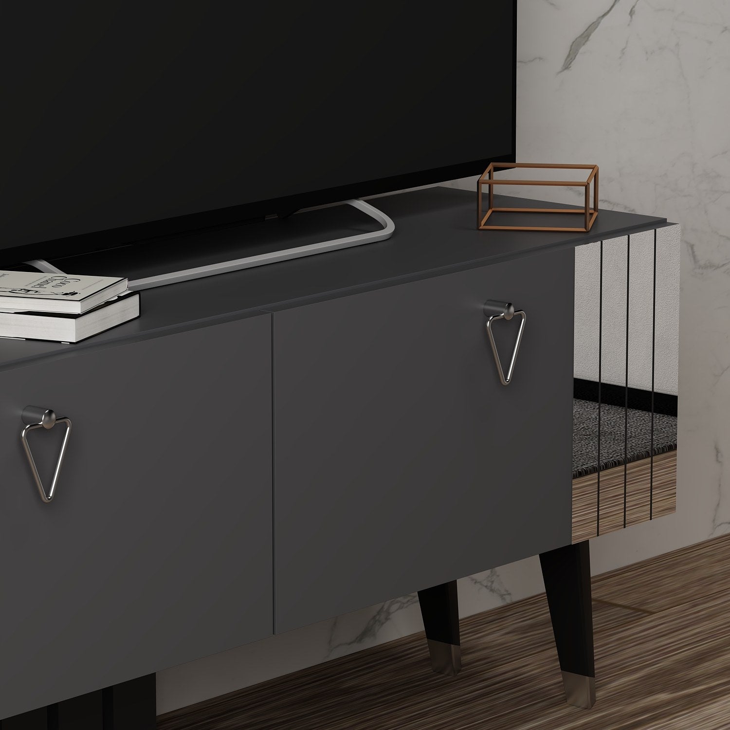 Móvel de TV – 120 cm x 30 cm x 50 cm – Antracite – Painel de partículas