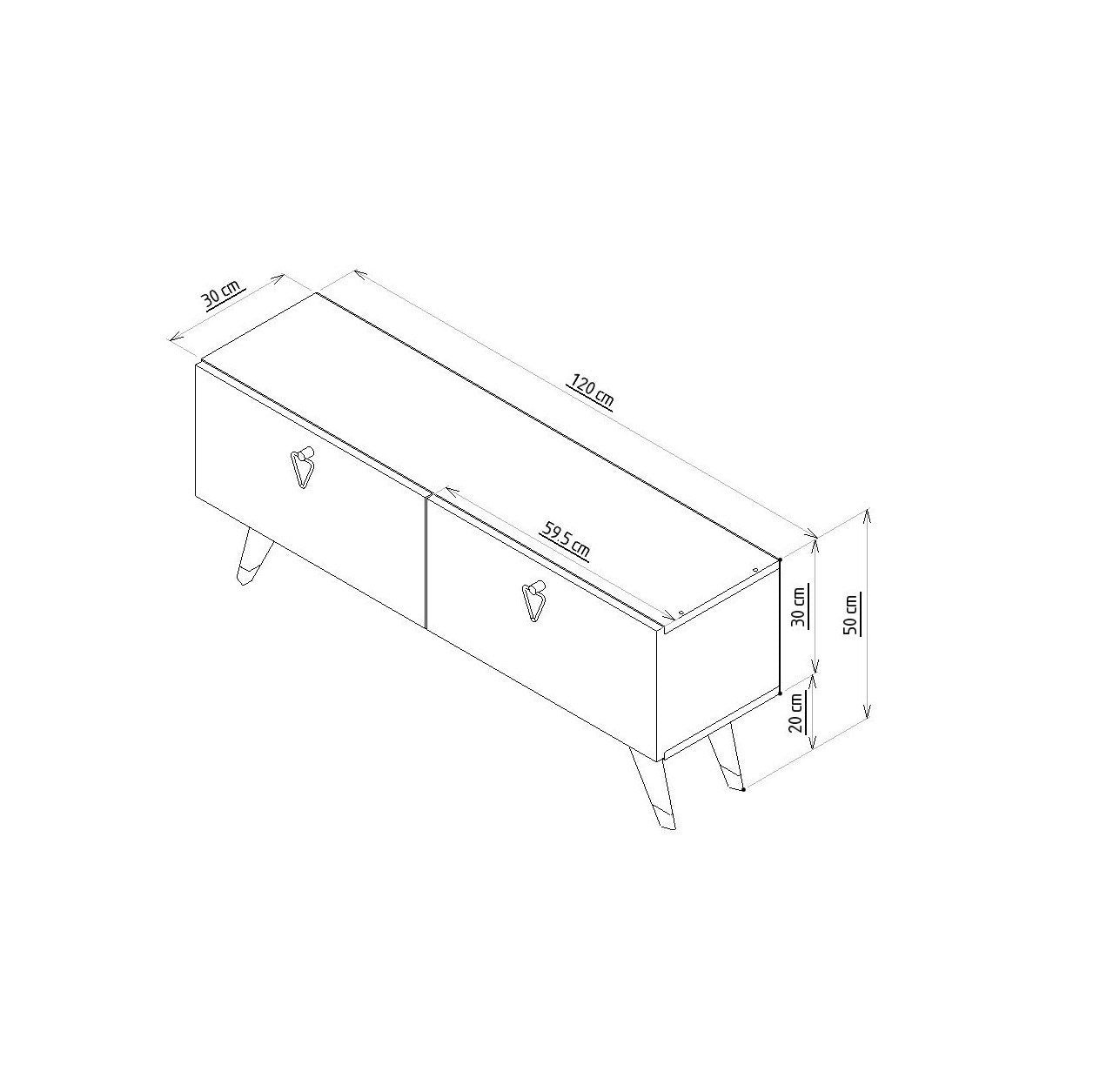 Móvel de TV – 120cm x 30cm x 50cm – Cor noz escura – MDF revestido com melamina