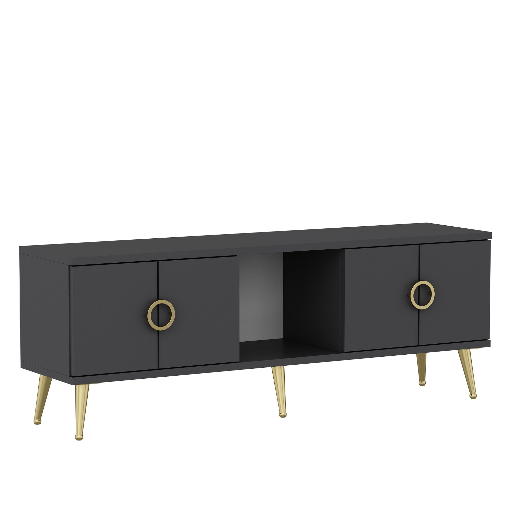 Móvel de TV – 120cm x 30cm x 45cm – Antracite – Painel de partículas revestido em melamina