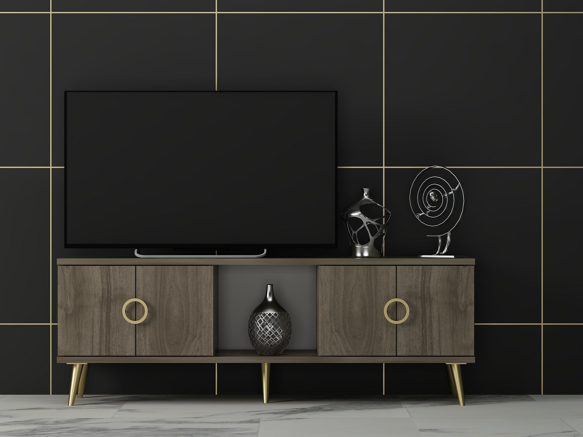 Móvel de TV – 120 cm x 30 cm x 45 cm – Cor nogueira – MDF