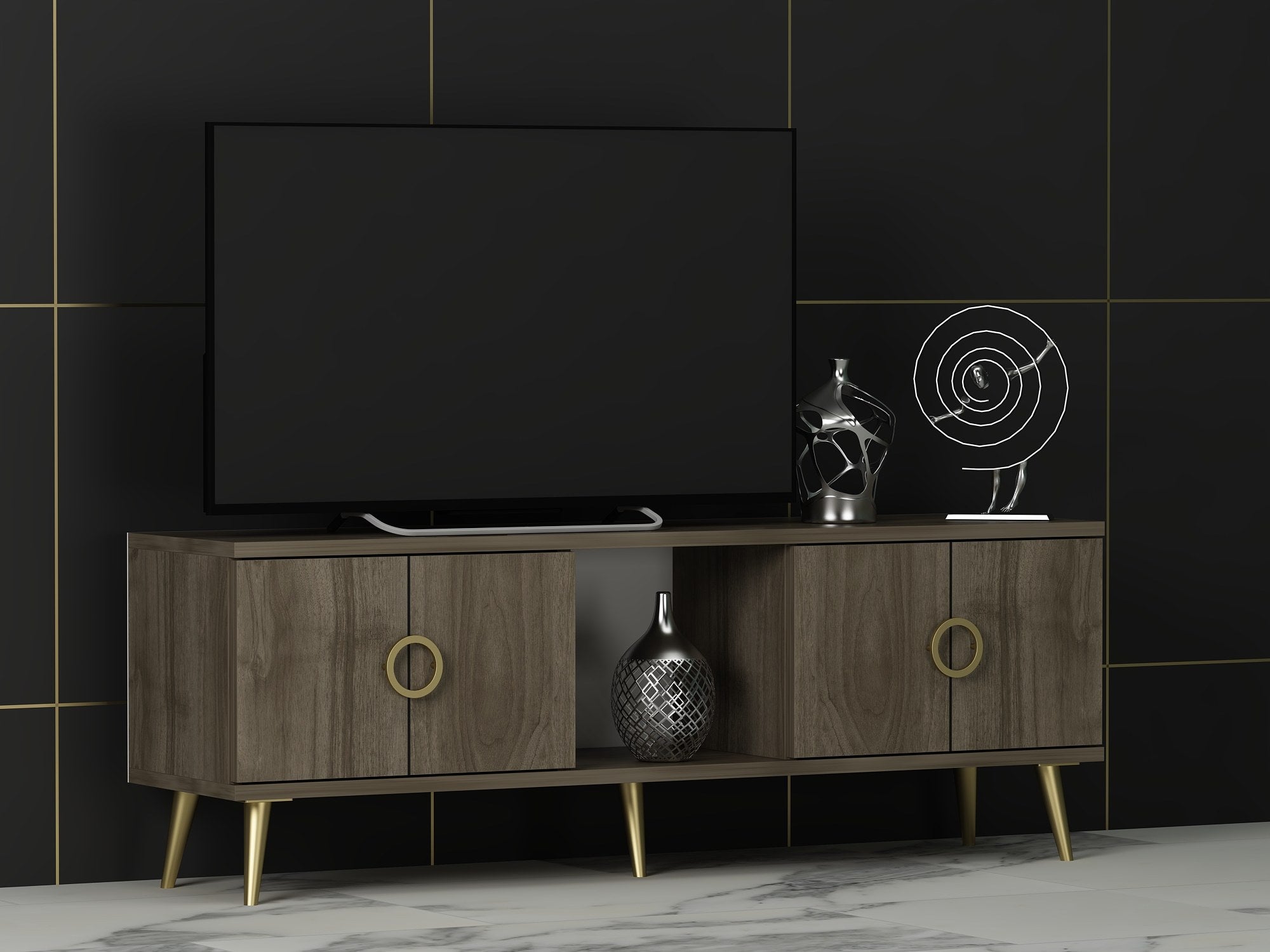 Móvel de TV – 120 cm x 30 cm x 45 cm – Cor nogueira – MDF