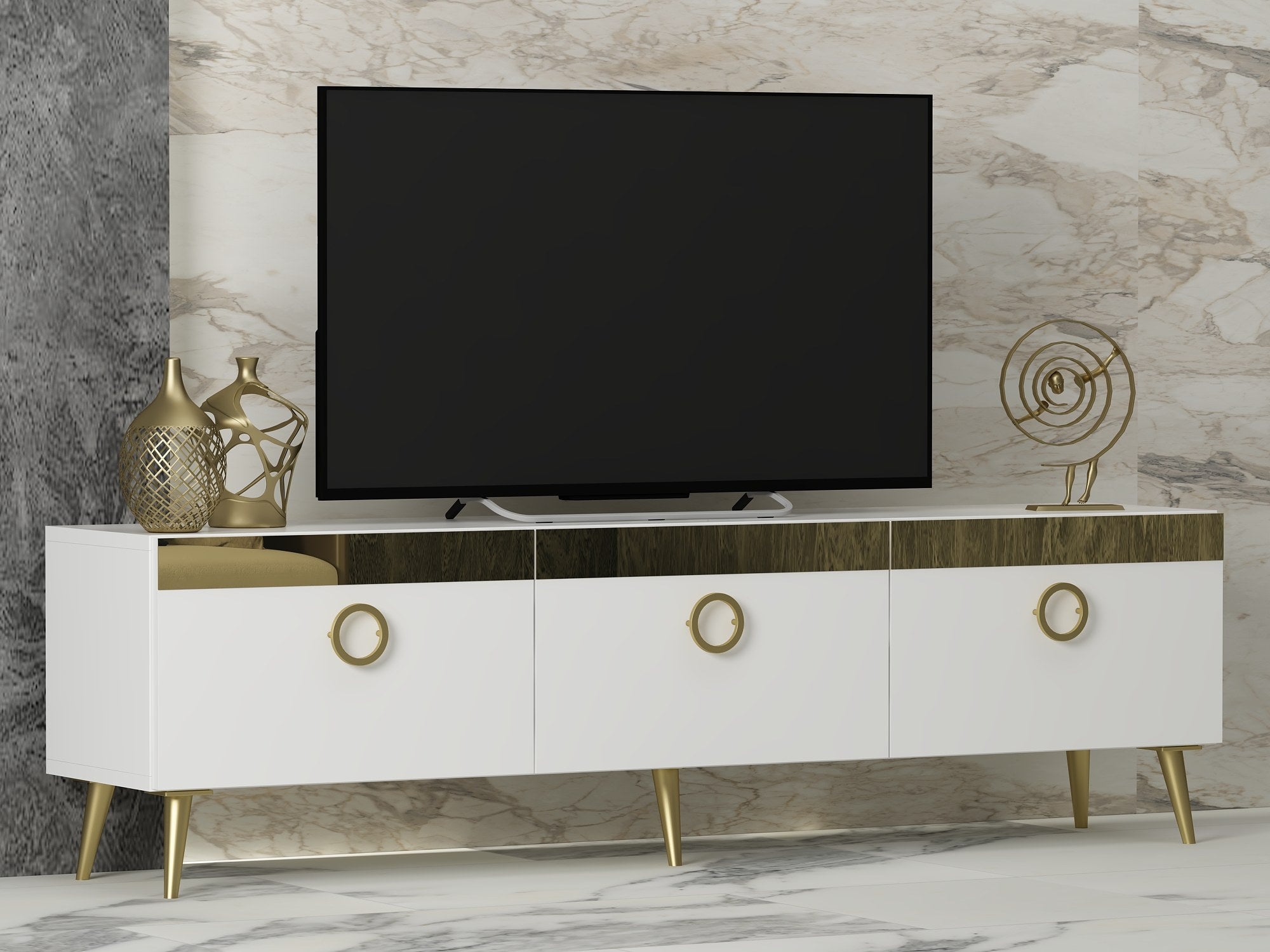 Móvel de TV – 150cm x 30cm x 45cm – Branco – Aglomerado