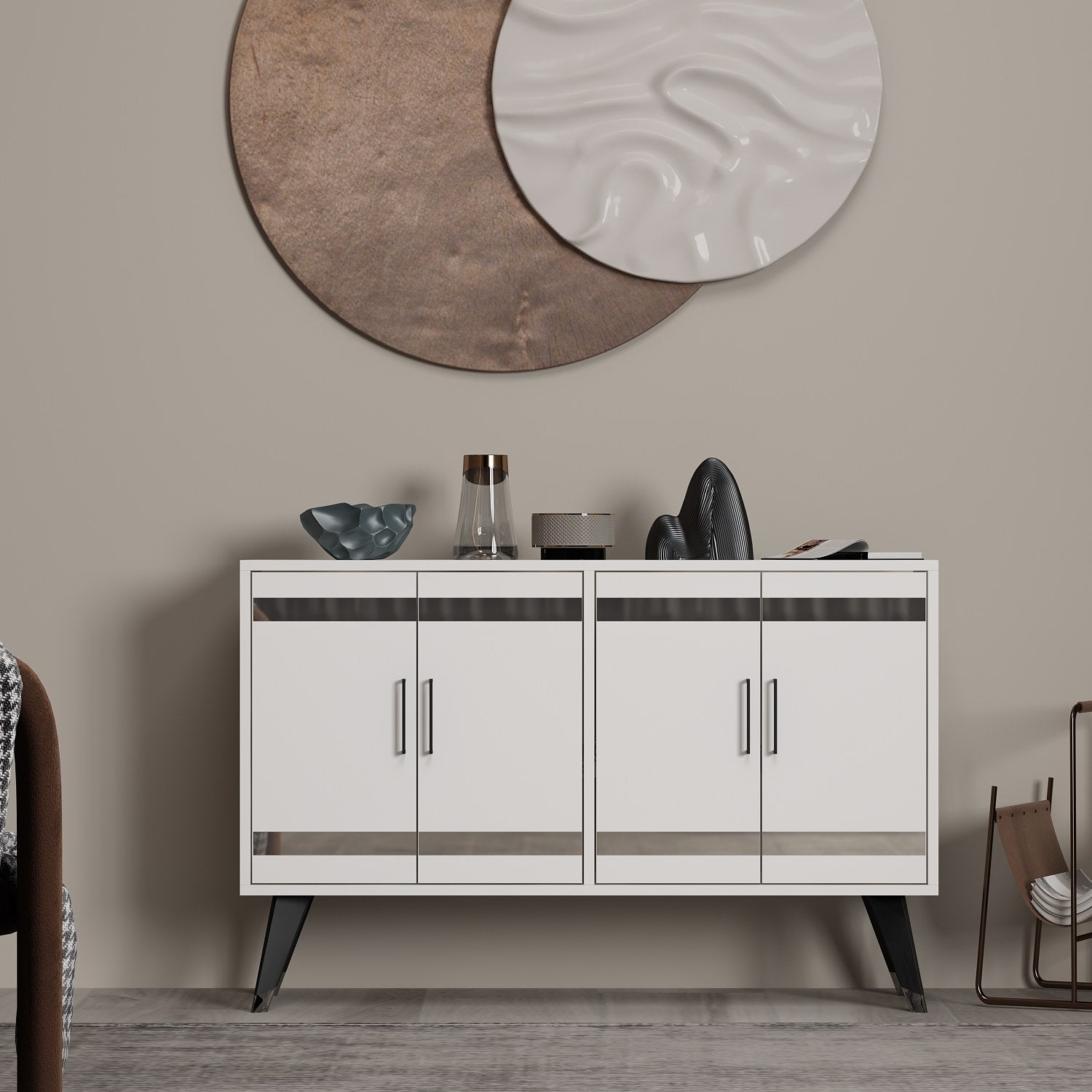 Móvel de TV – 120 cm x 30 cm x 80 cm – Branco – Aglomerado