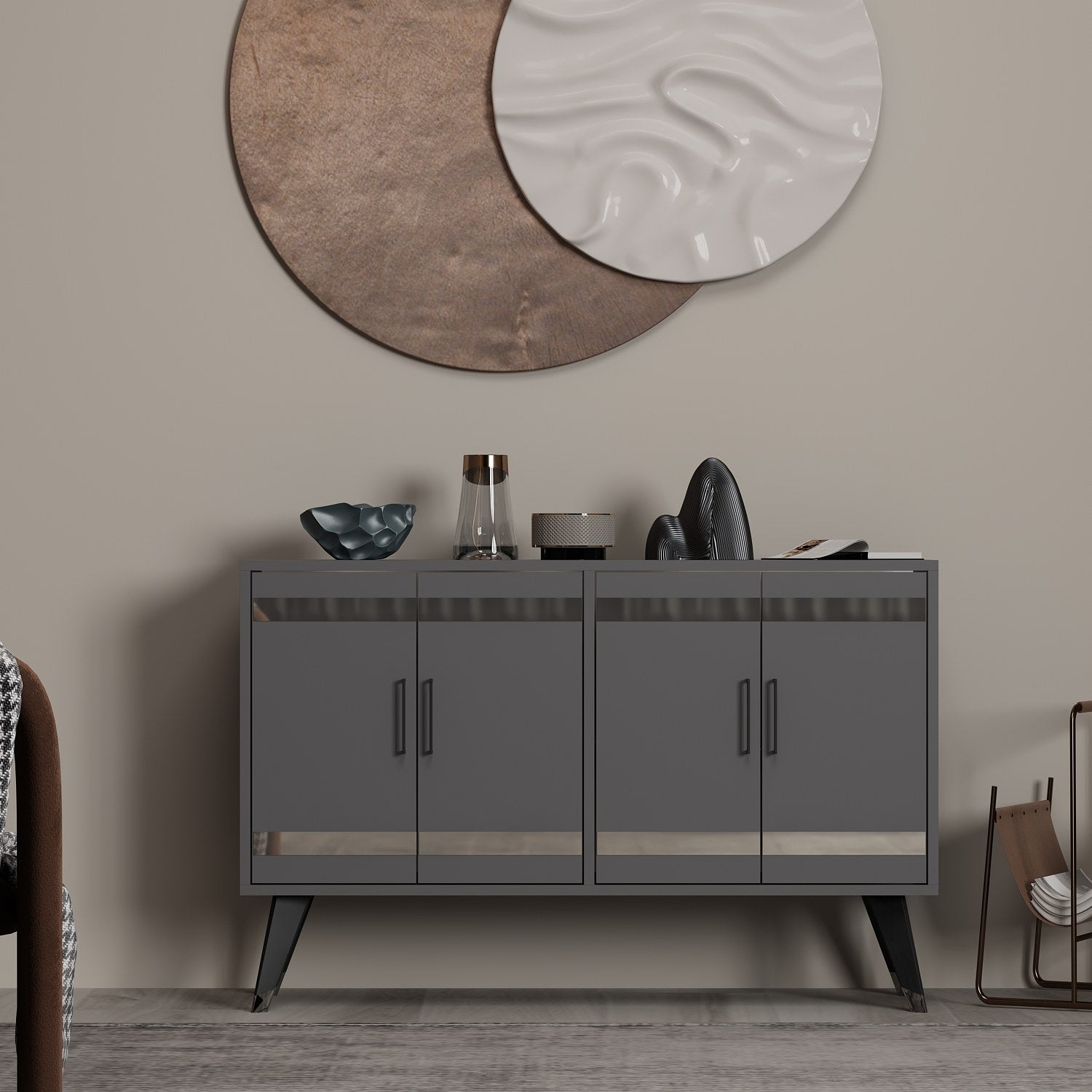 Móvel de TV – 120 cm x 30 cm x 80 cm – Antracite – MDF
