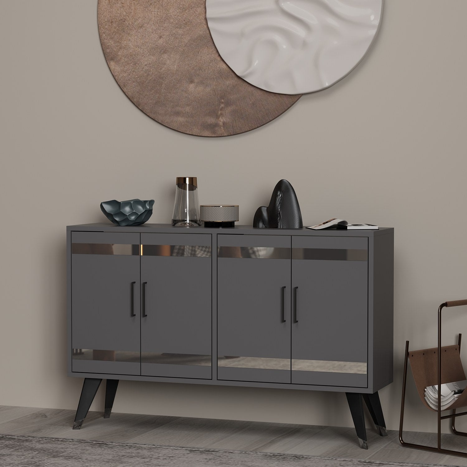 Móvel de TV – 120 cm x 30 cm x 80 cm – Antracite – MDF