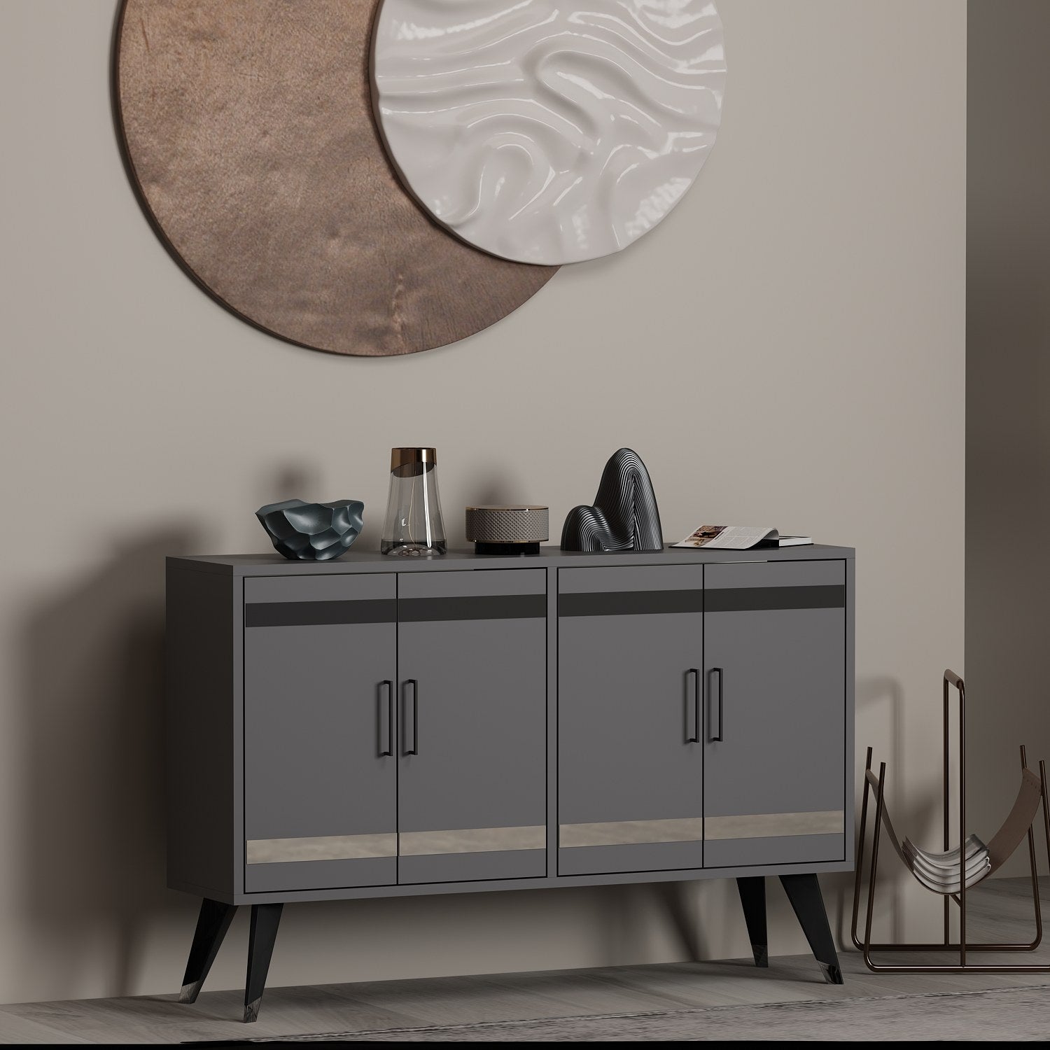 Móvel de TV – 120 cm x 30 cm x 80 cm – Antracite – MDF