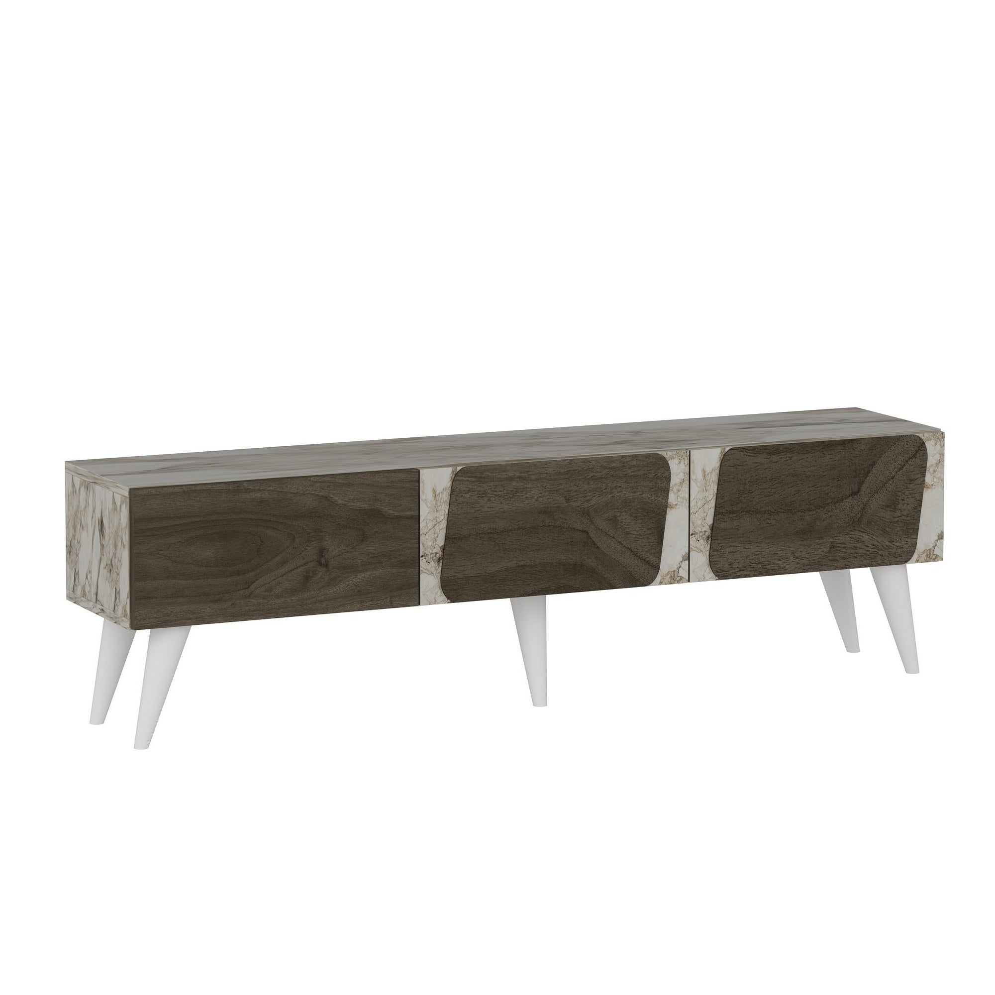 Móvel de TV – 150 cm x 30 cm x 43 cm – Mármore e Noz – MDF