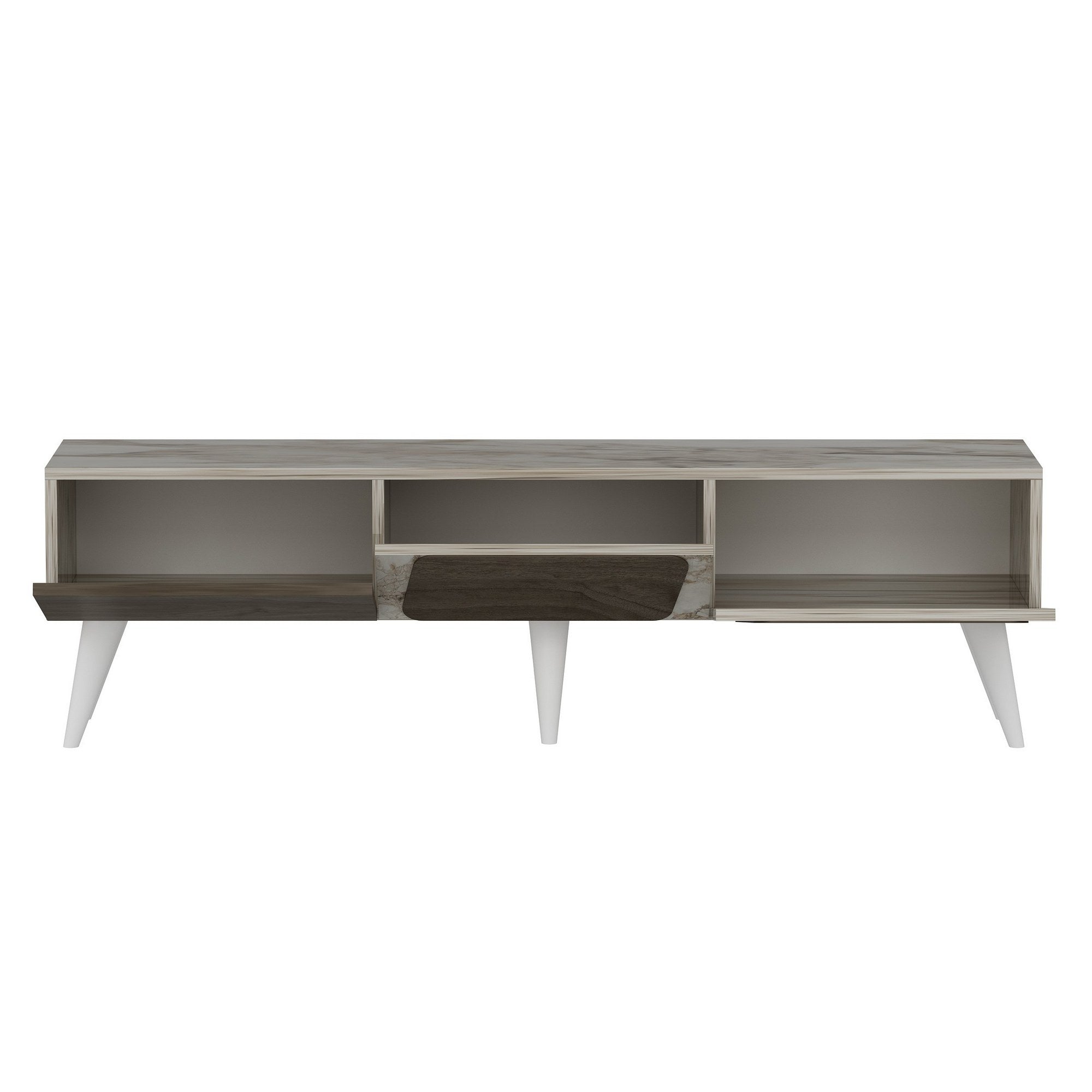 Móvel de TV – 150 cm x 30 cm x 43 cm – Mármore e Noz – MDF