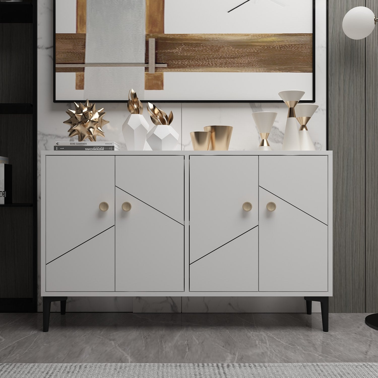 Móvel de TV – 120cm x 30cm – Branco – Painel de partículas revestido de melamina