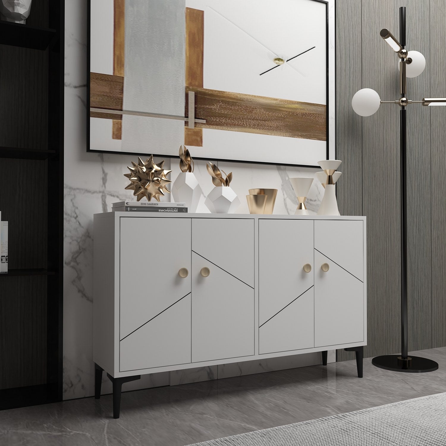Móvel de TV – 120cm x 30cm – Branco – Painel de partículas revestido de melamina