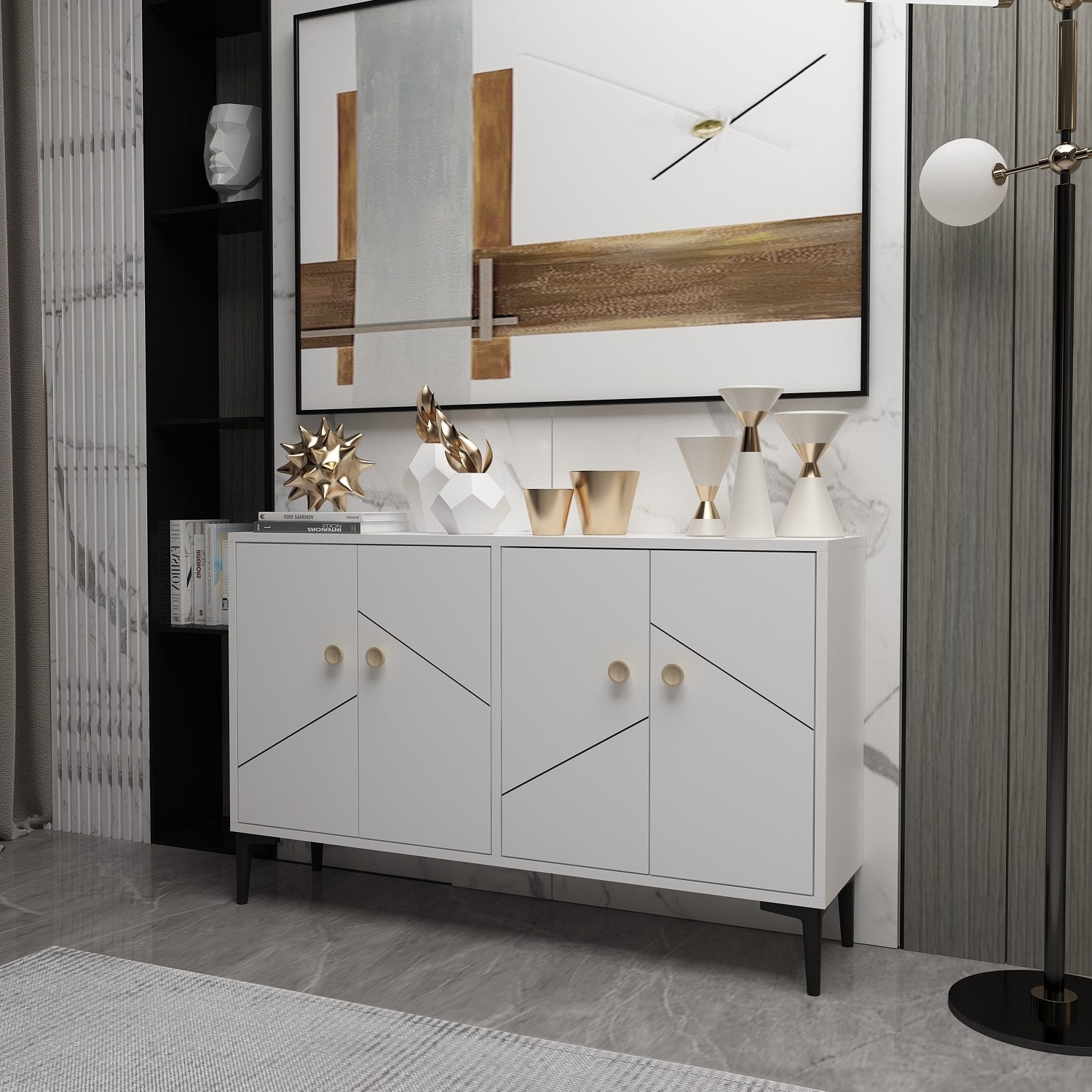 Móvel de TV – 120cm x 30cm – Branco – Painel de partículas revestido de melamina