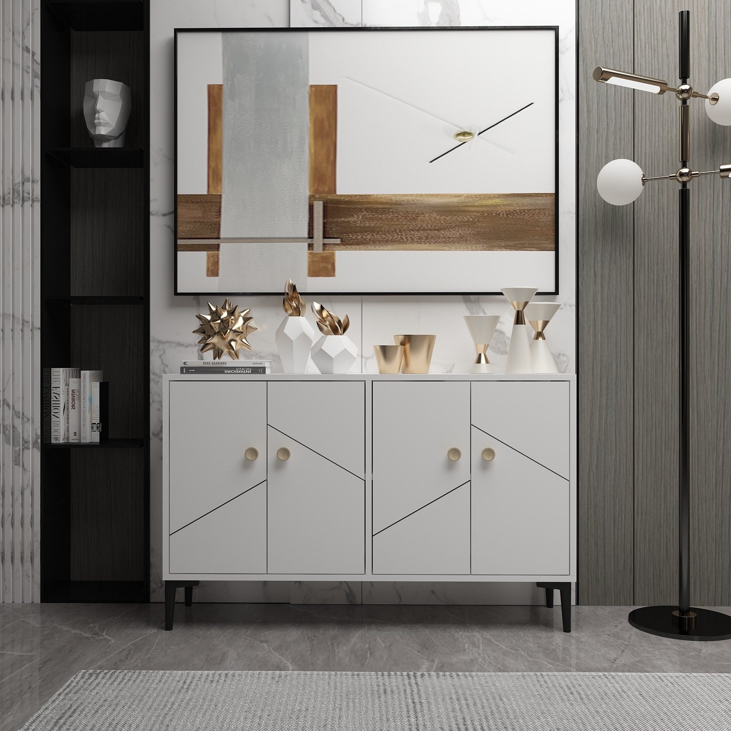 Móvel de TV – 120cm x 30cm – Branco – Painel de partículas revestido de melamina