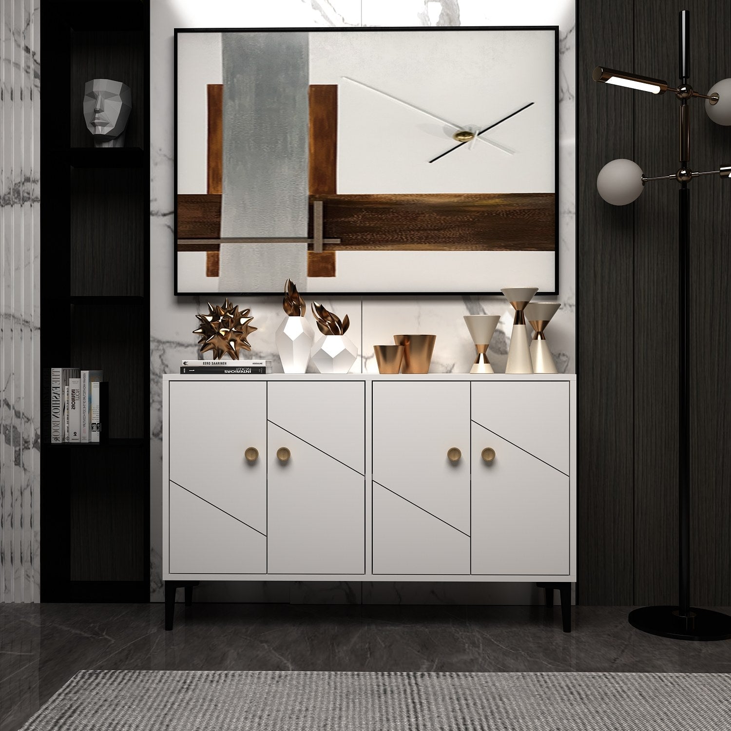 Móvel de TV – 120cm x 30cm x 75cm – Branco – Painel de partículas revestido de melamina
