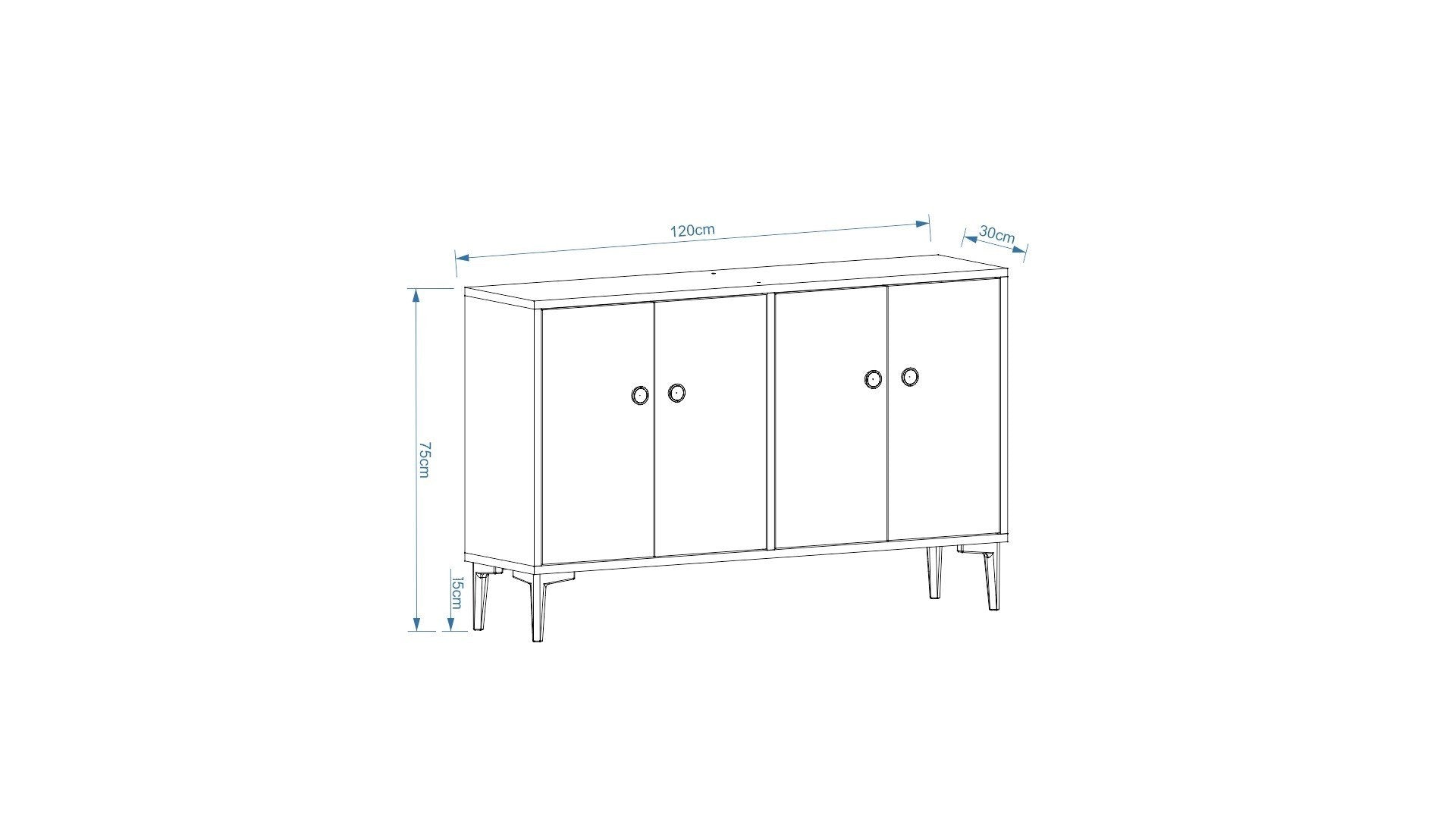 Móvel de TV – 120cm x 30cm x 75cm – Branco – Painel de partículas revestido de melamina