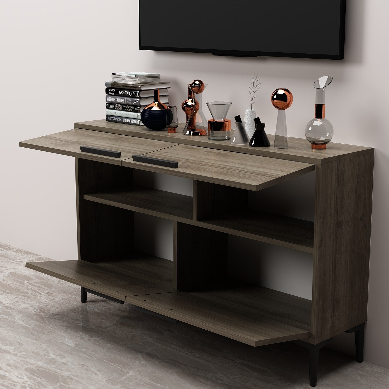 Móvel de TV – 120cm x 75cm x 30cm – Nogueira – MDF
