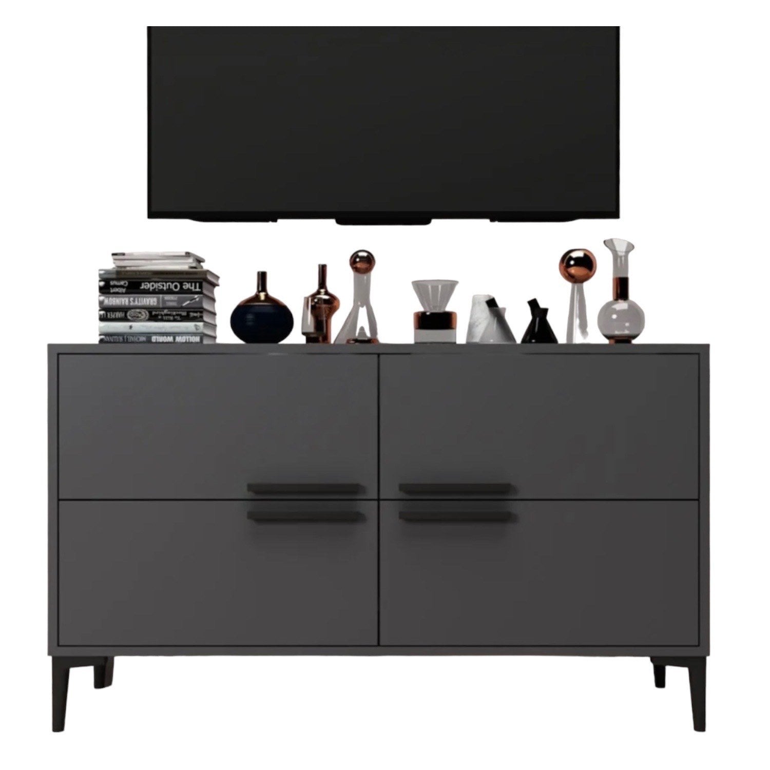 Móvel de TV – 120 cm x 75 cm x 30 cm – Antracite – MDF revestido de melamina
