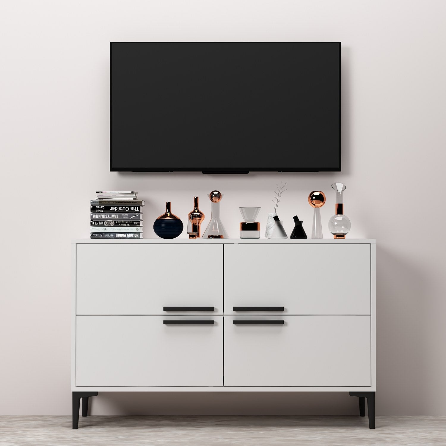 Móvel de TV – 120cm x 30cm – Branco – Painel de partículas revestido de melamina
