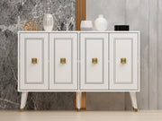 Aparador – 120cm x 80cm x 30cm – Branco e Dourado – Painel de Partículas