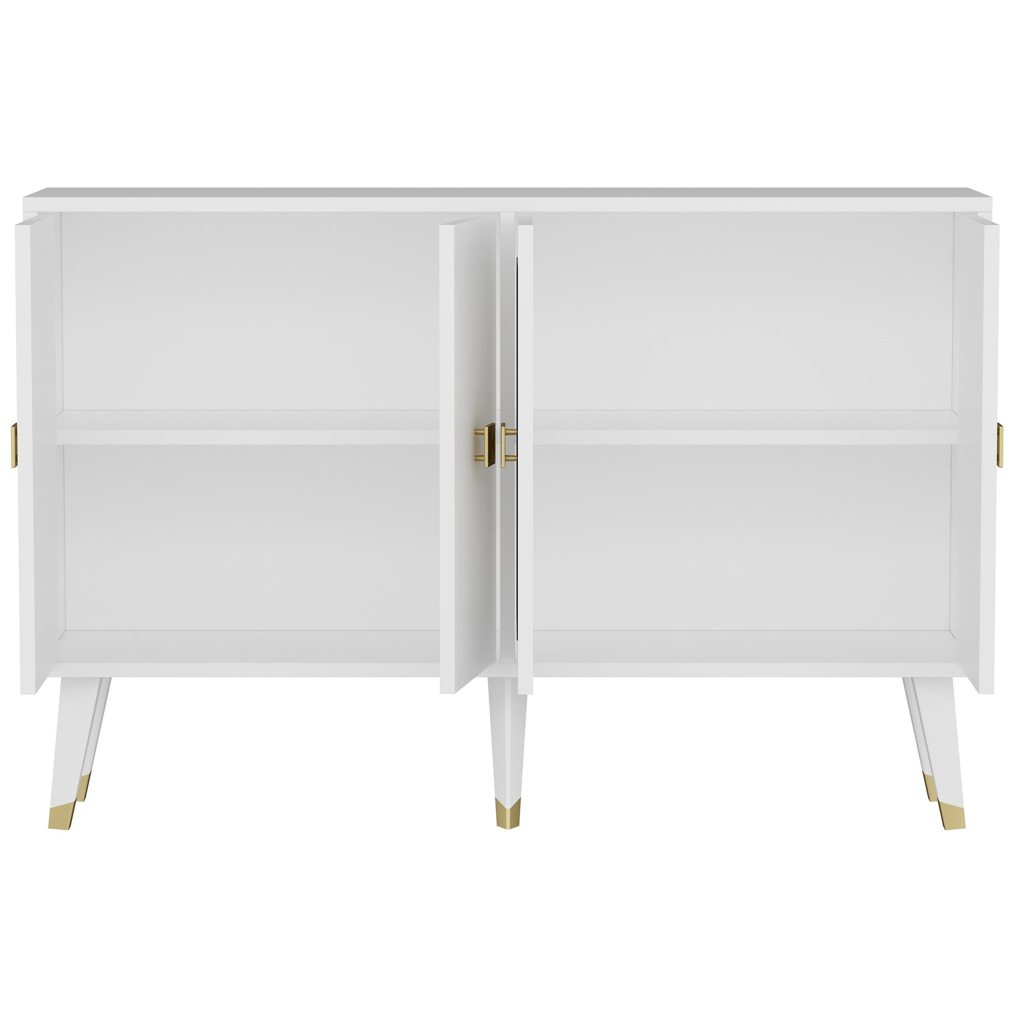 Aparador – 120cm x 80cm x 30cm – Branco e Dourado – Painel de Partículas