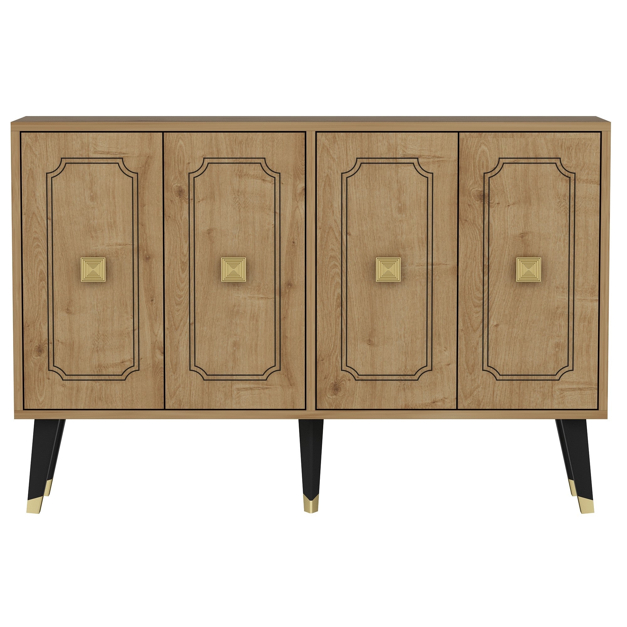 Aparador – 120cm x 80cm x 30cm – Carvalho safira e dourado – Painéis de partículas revestidos a melamina
