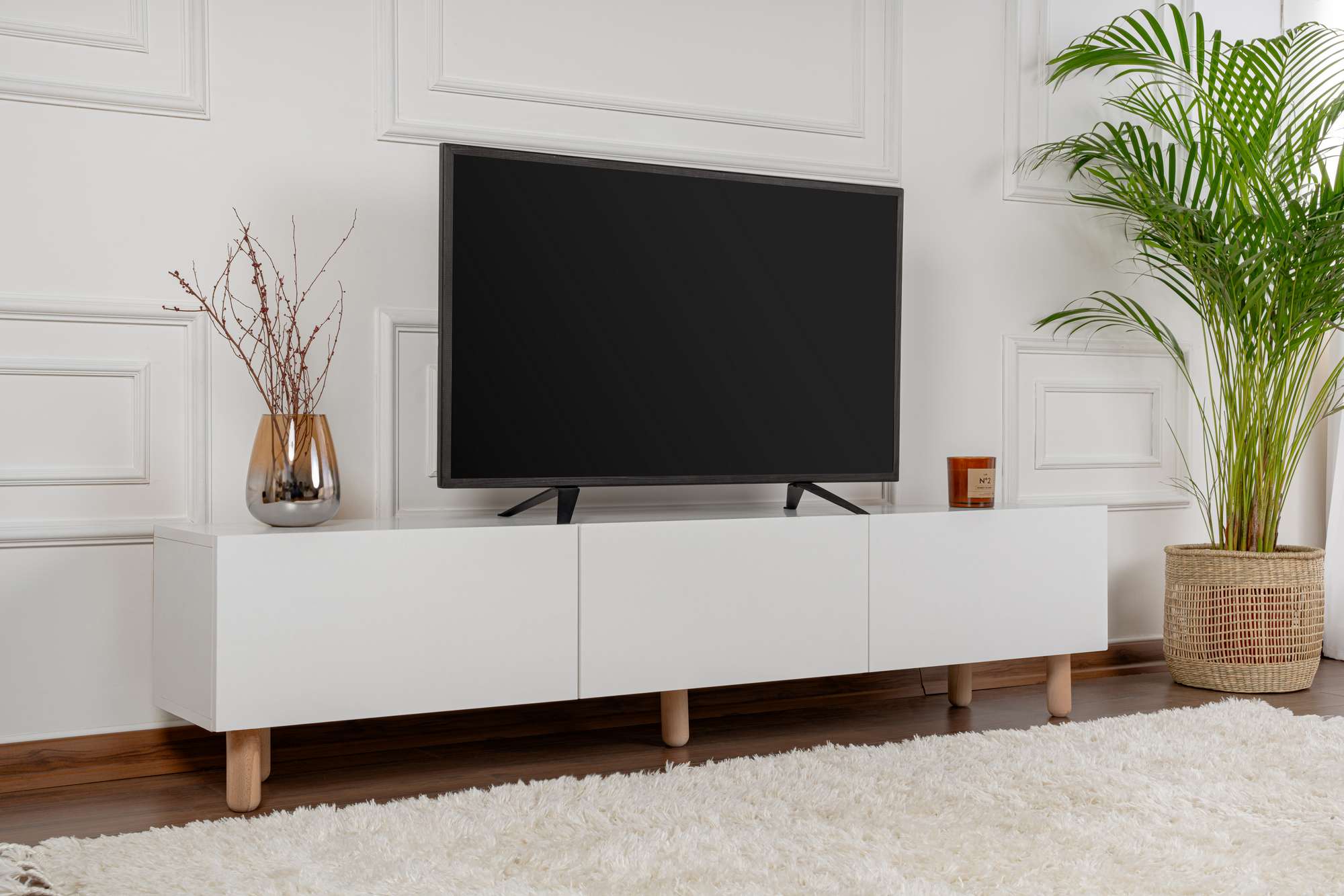Móvel de TV – 180cm x 42cm x 31,4cm – Branco – MDF