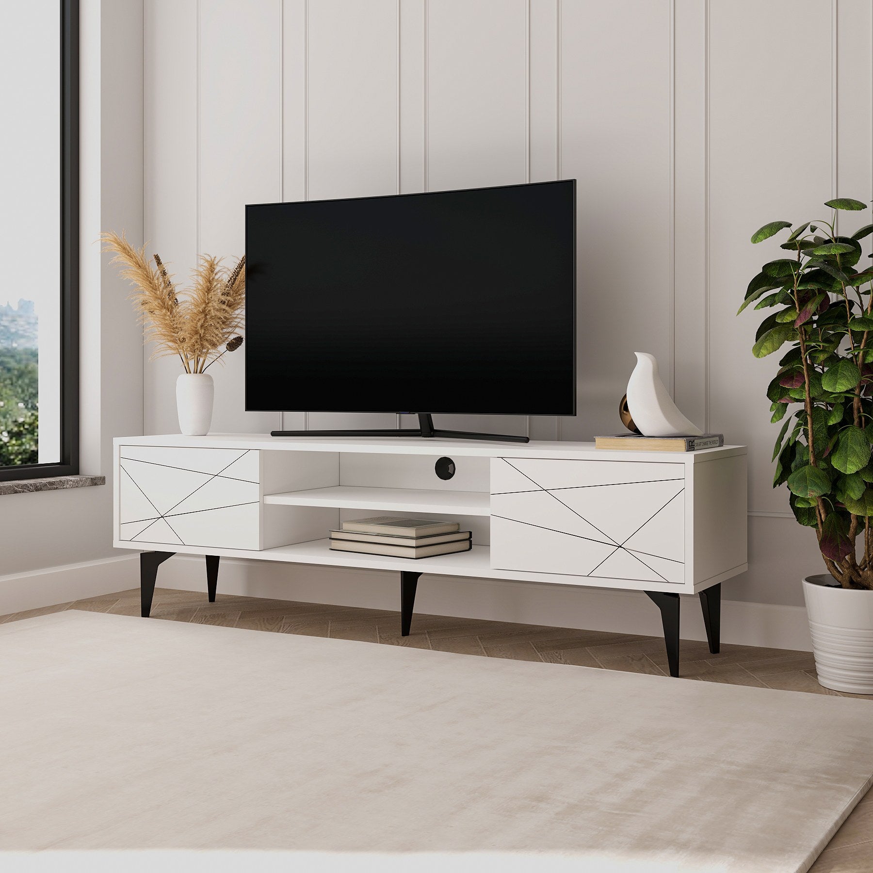 Móvel de TV – 160 cm – Branco – MDF