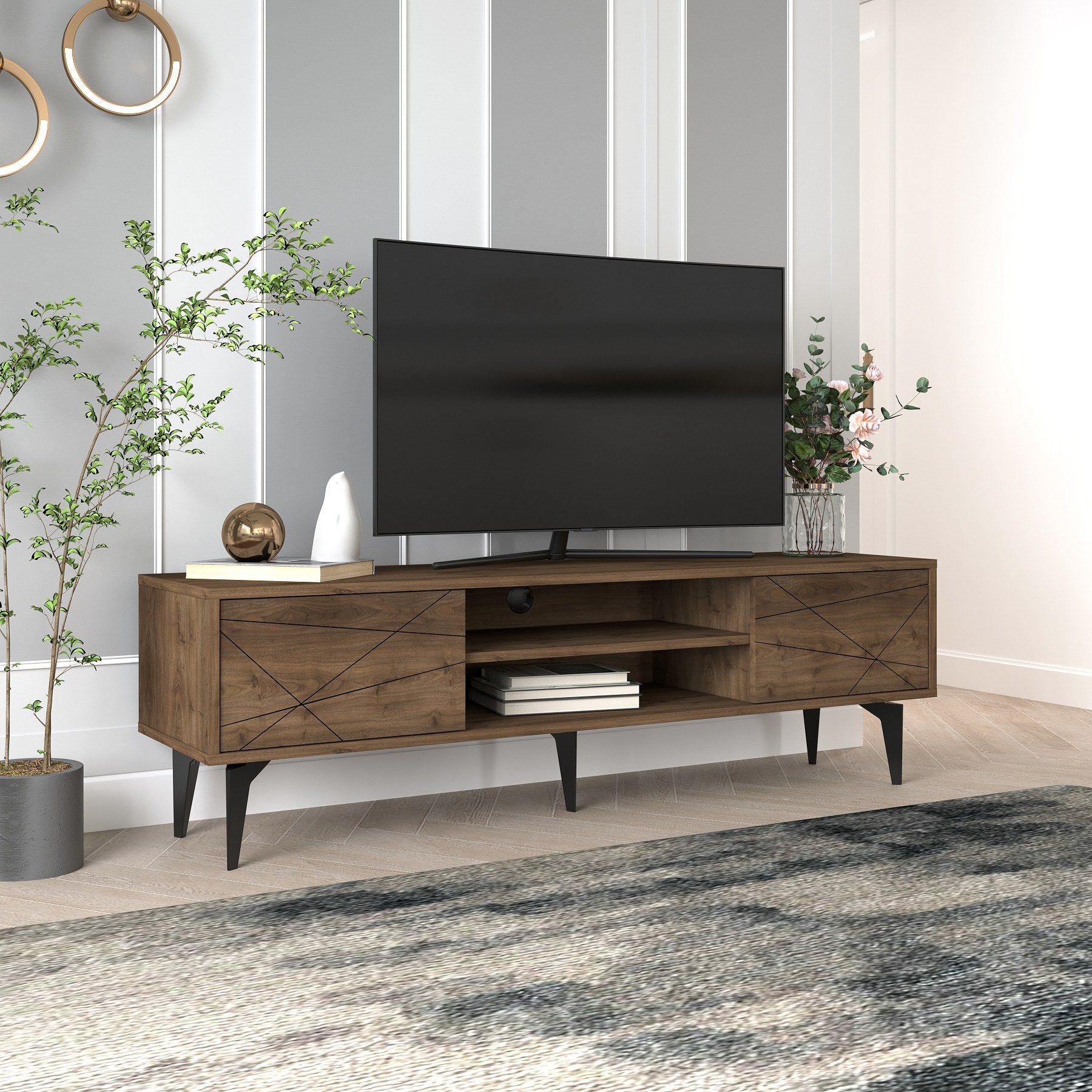 Móvel de TV – 160 cm – Nogueira – MDF