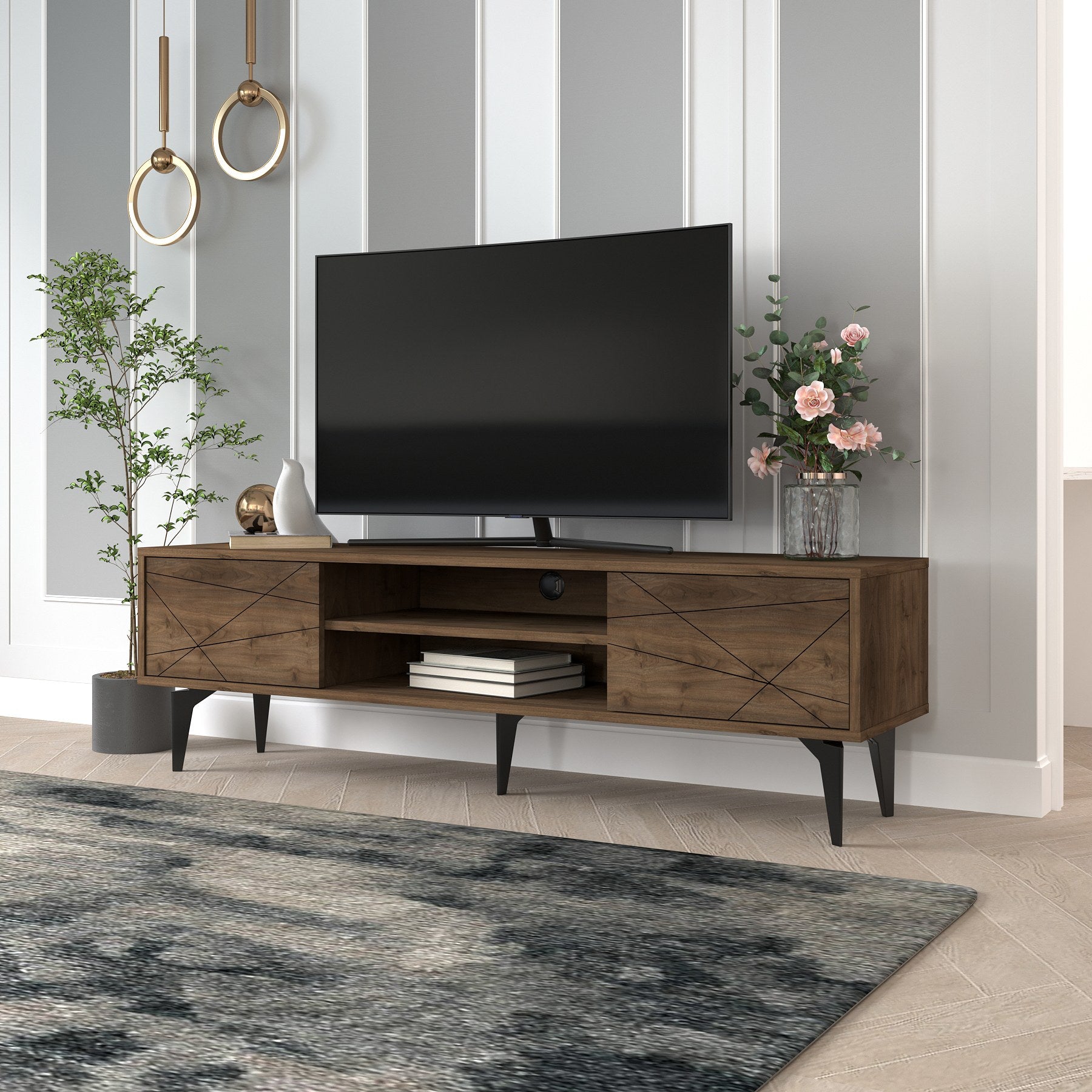Móvel de TV – 160 cm – Nogueira – MDF