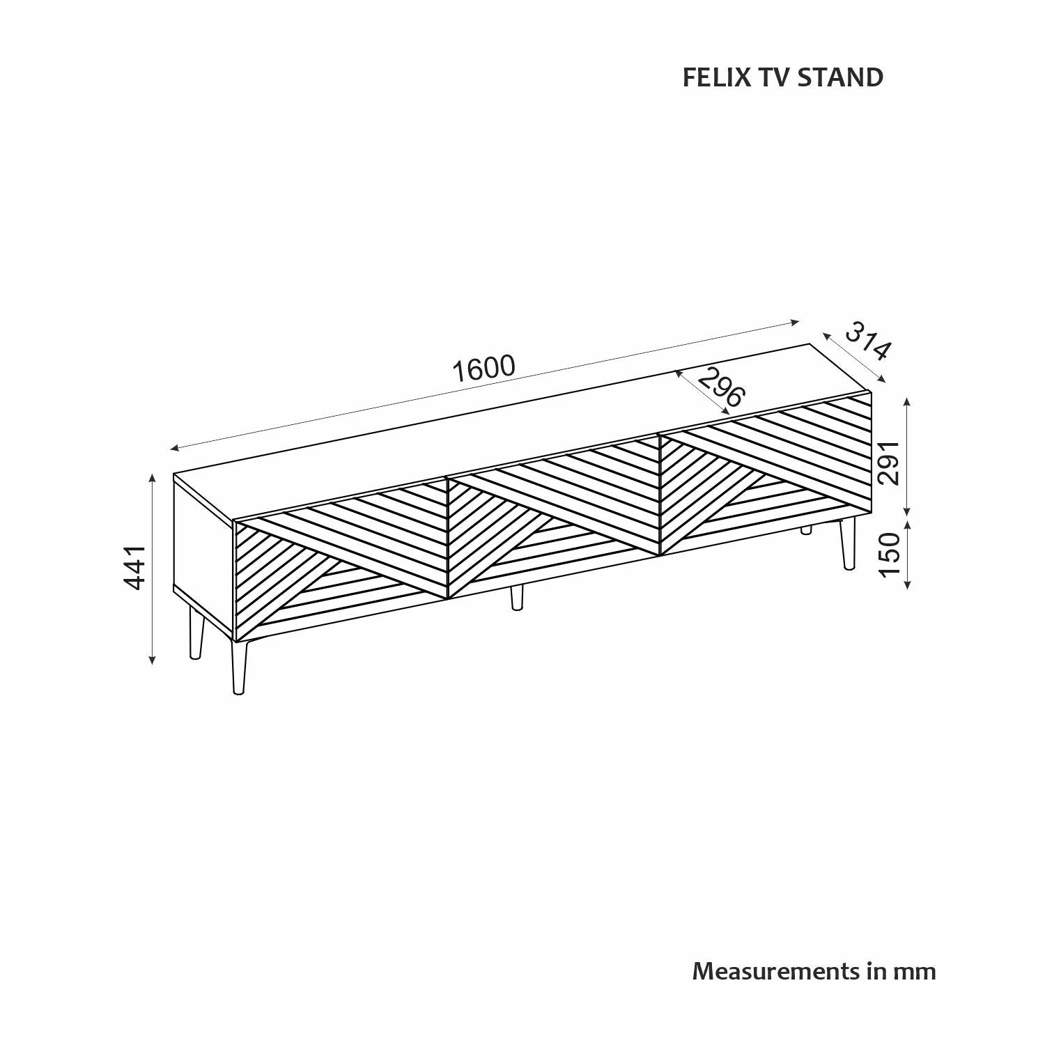 Móvel de TV – 160cm x 44.1cm x 31.4cm – Branco – Painel de Partículas Revestido a Melamina