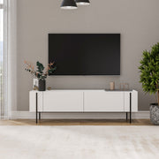 Móvel de TV – 160 cm x 45.6 cm x 31.4 cm – Branco – Painéis de partículas revestidos a melamina