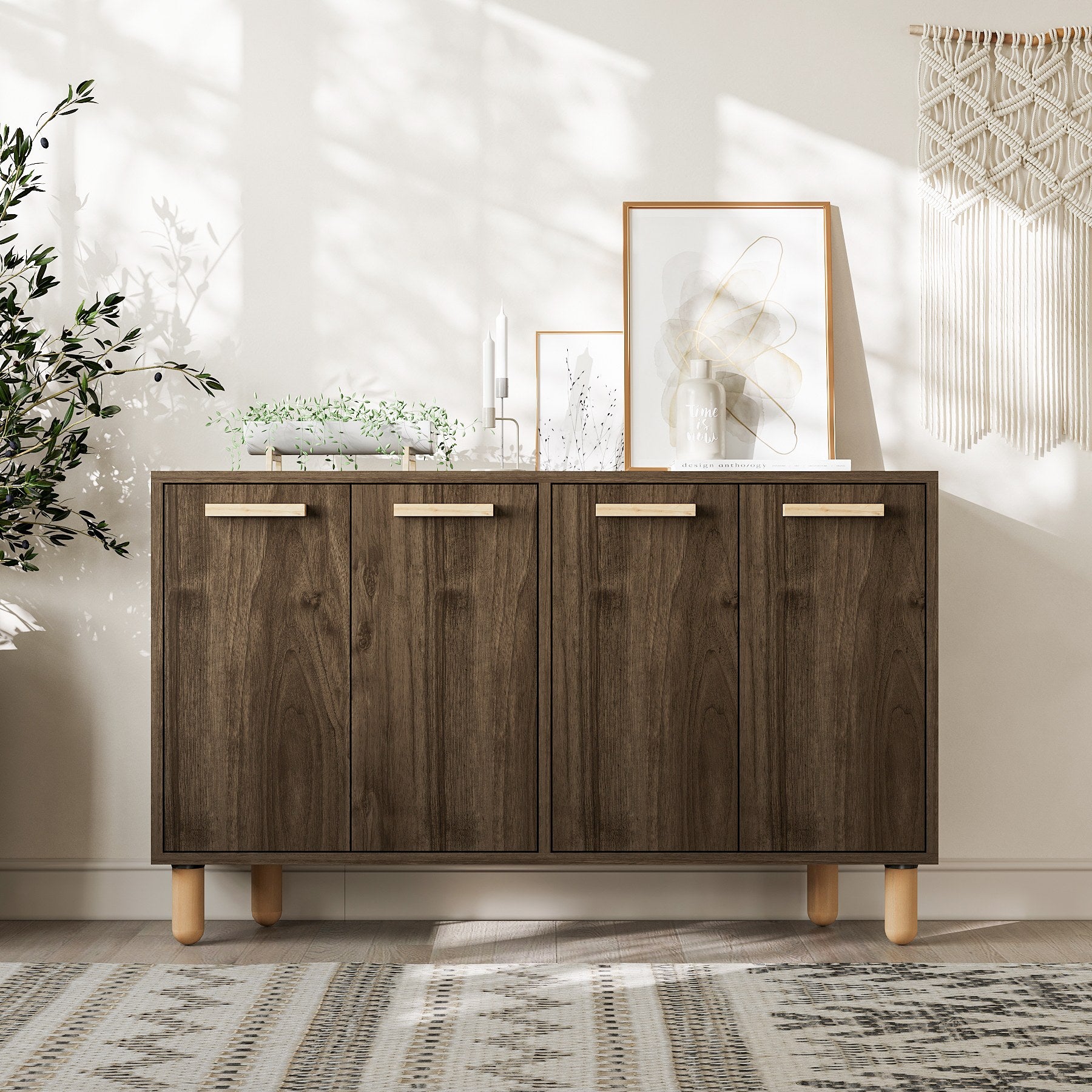 Aparador – 120 cm x 73,6 cm x 29,6 cm – Nogueira – Painéis de Partículas Revestidos a Melamina