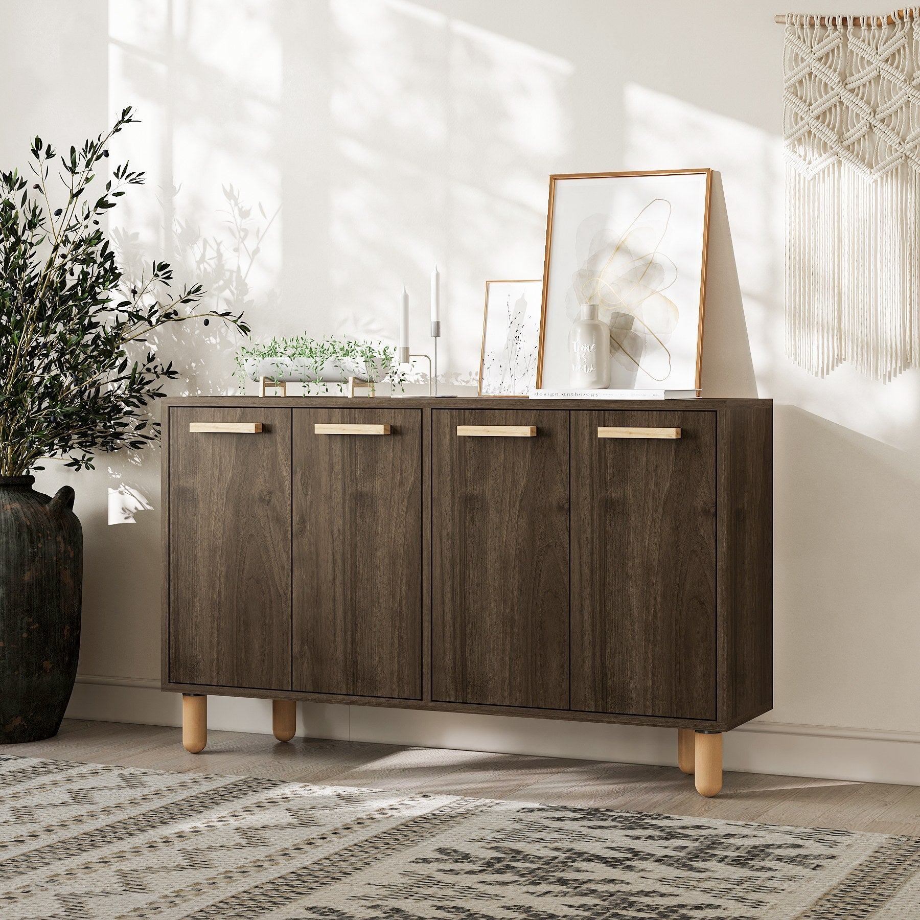 Aparador – 120 cm x 73,6 cm x 29,6 cm – Nogueira – Painéis de Partículas Revestidos a Melamina