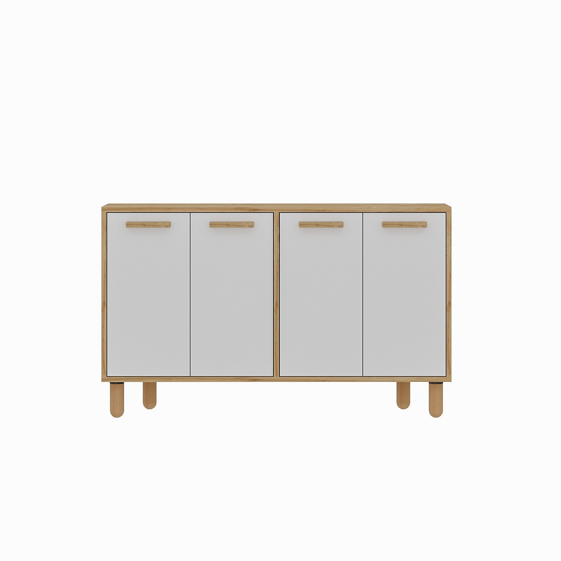 Aparador – 120cm x 73.6cm x 29.6cm – Carvalho Safira e Branco – Painel de partículas revestido a melamina