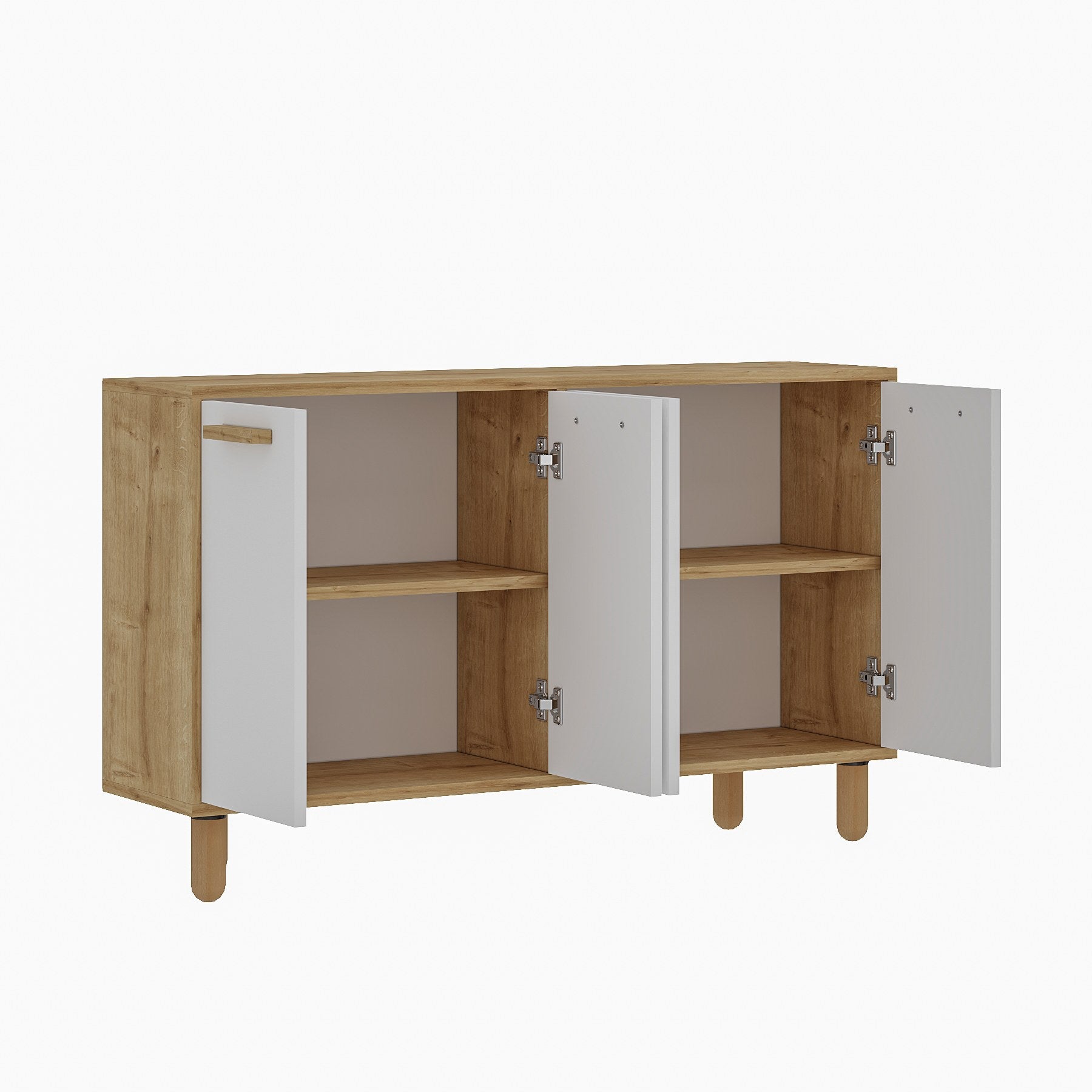 Aparador – 120cm x 73.6cm x 29.6cm – Carvalho Safira e Branco – Painel de partículas revestido a melamina
