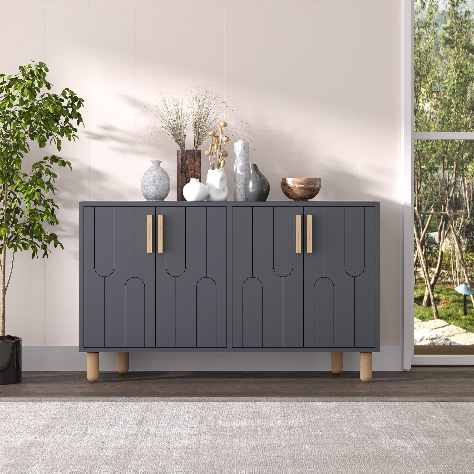 Aparador – 120 cm – Antracite – Painéis de partículas revestidos a melamina