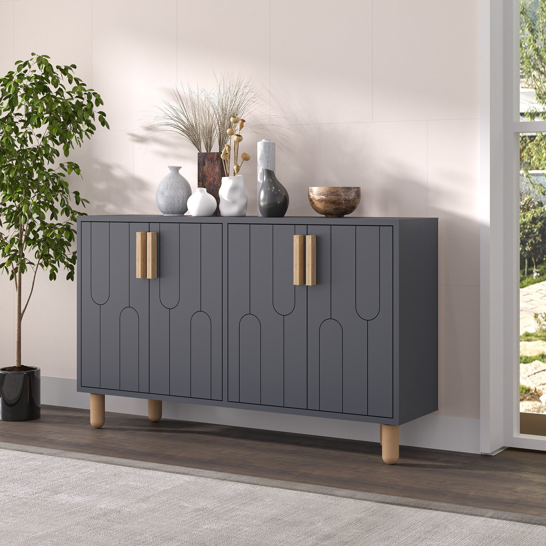 Aparador – 120 cm – Antracite – Painéis de partículas revestidos a melamina