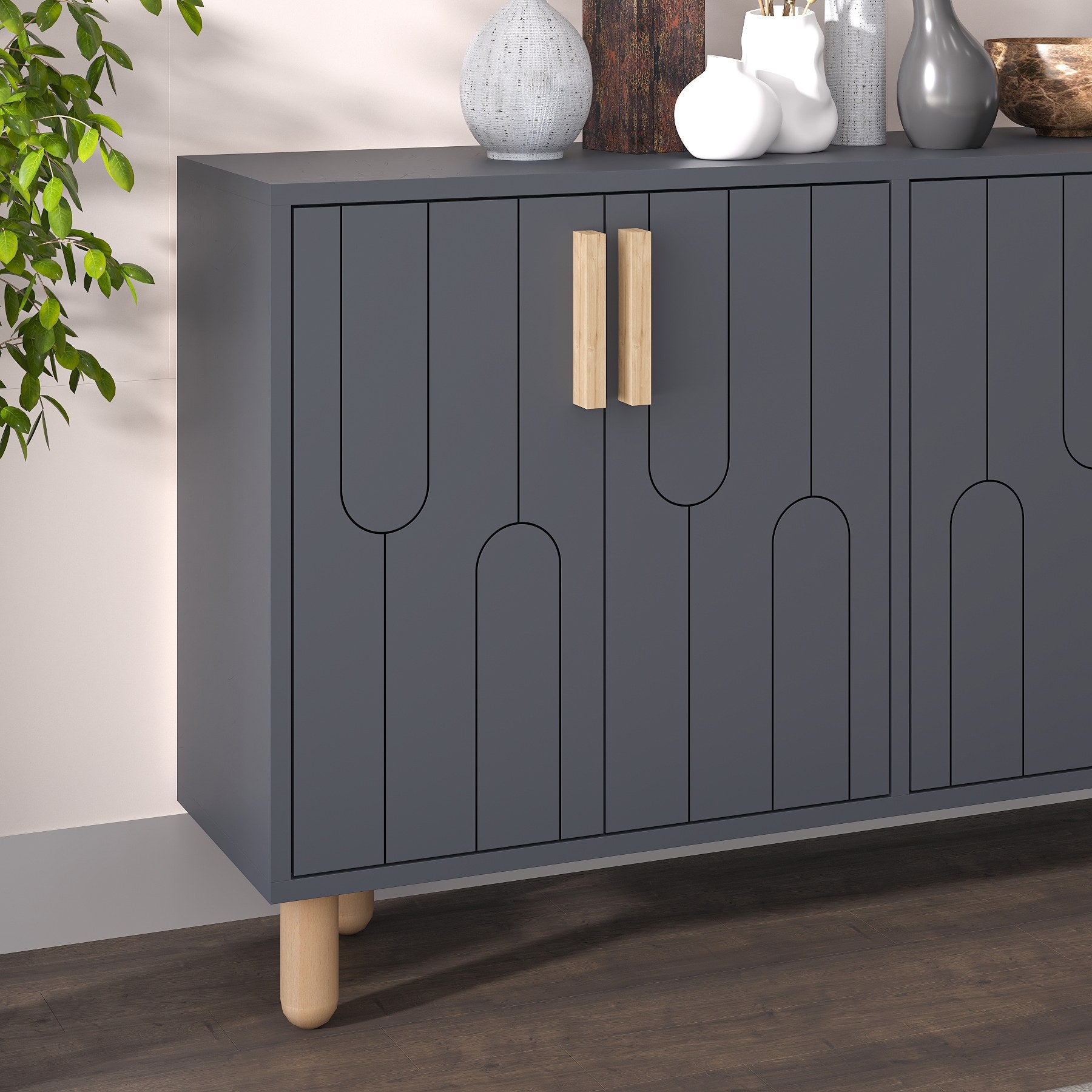 Aparador – 120 cm – Antracite – Painéis de partículas revestidos a melamina