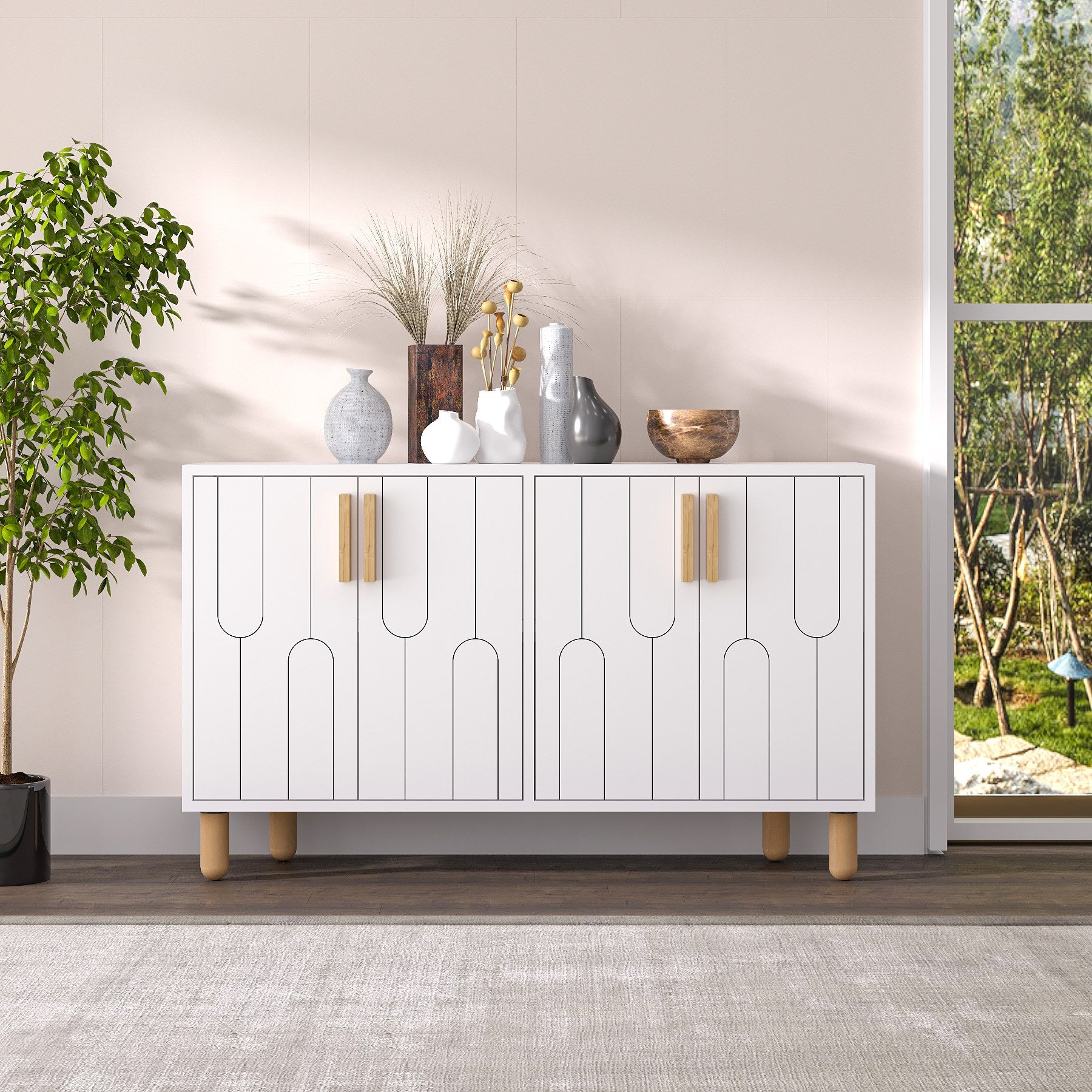 Aparador – 120cm x 73.6cm x 29.6cm – Branco – Painel de partículas