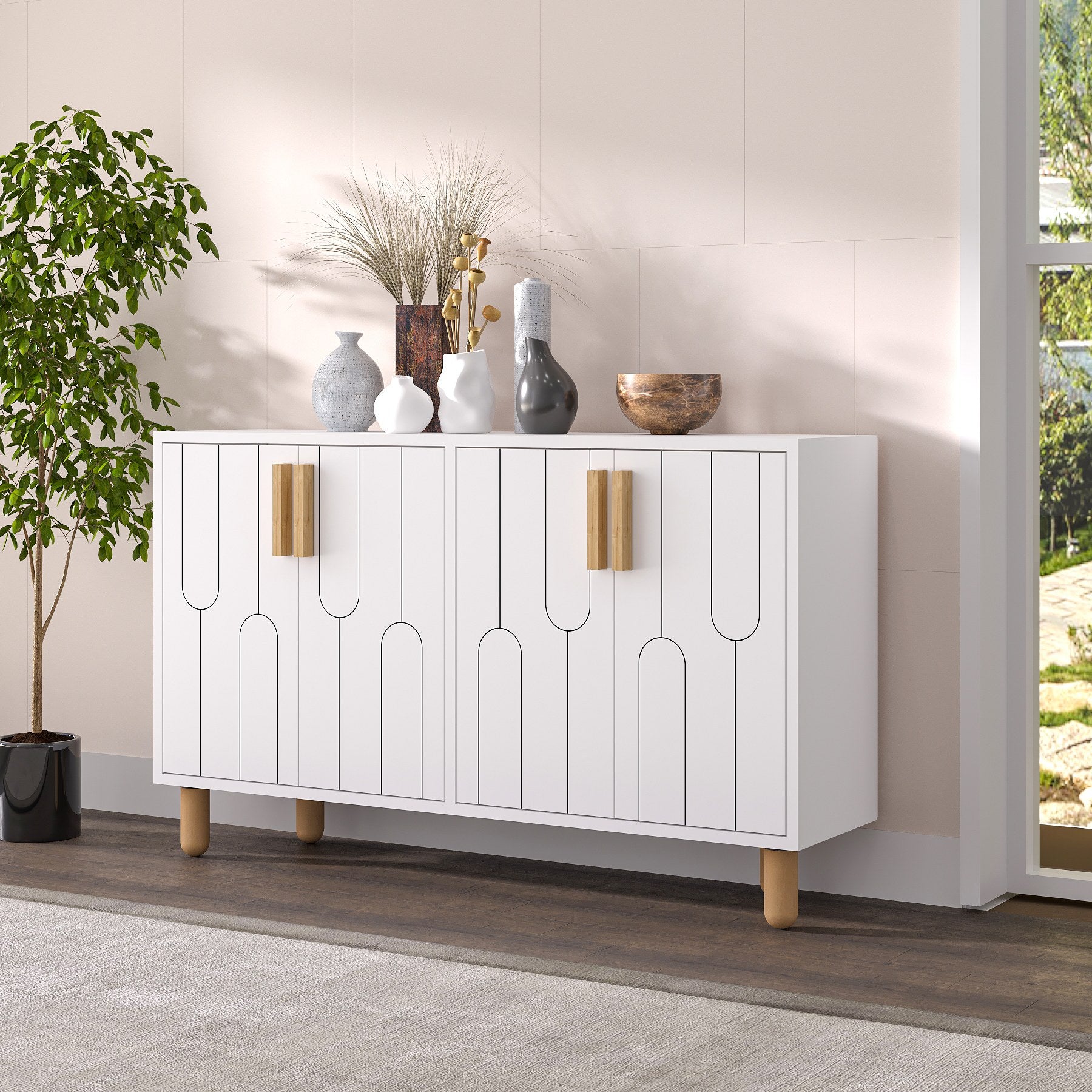 Aparador – 120cm x 73.6cm x 29.6cm – Branco – Painel de partículas