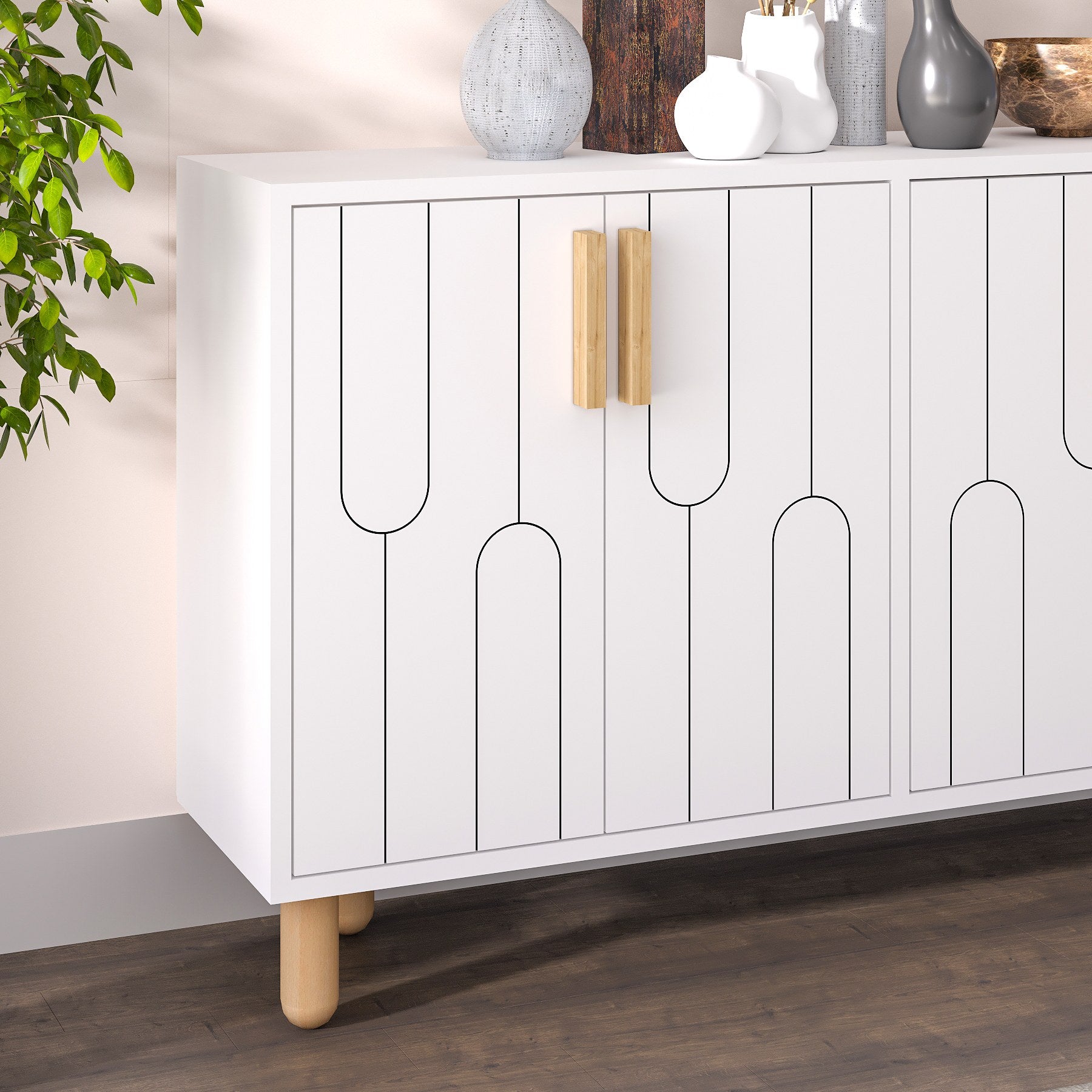 Aparador – 120cm x 73.6cm x 29.6cm – Branco – Painel de partículas
