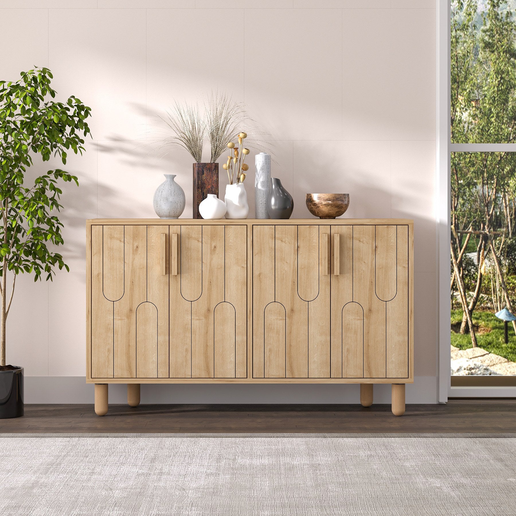 Aparador – 120 cm x 73.6 cm x 29.6 cm – Carvalho Saphire – Painel de partículas revestido a melamina