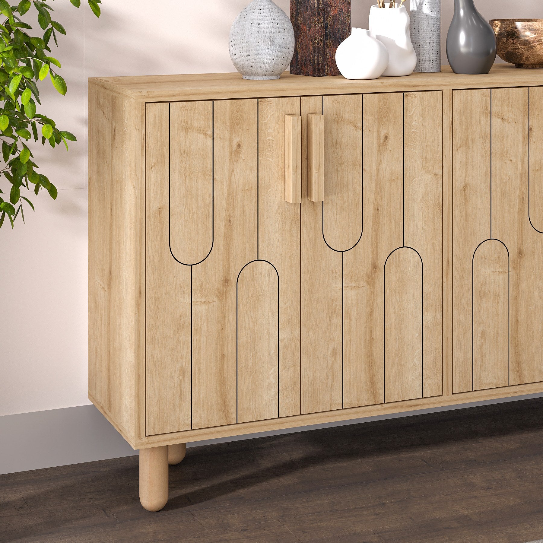 Aparador – 120 cm x 73.6 cm x 29.6 cm – Carvalho Saphire – Painel de partículas revestido a melamina
