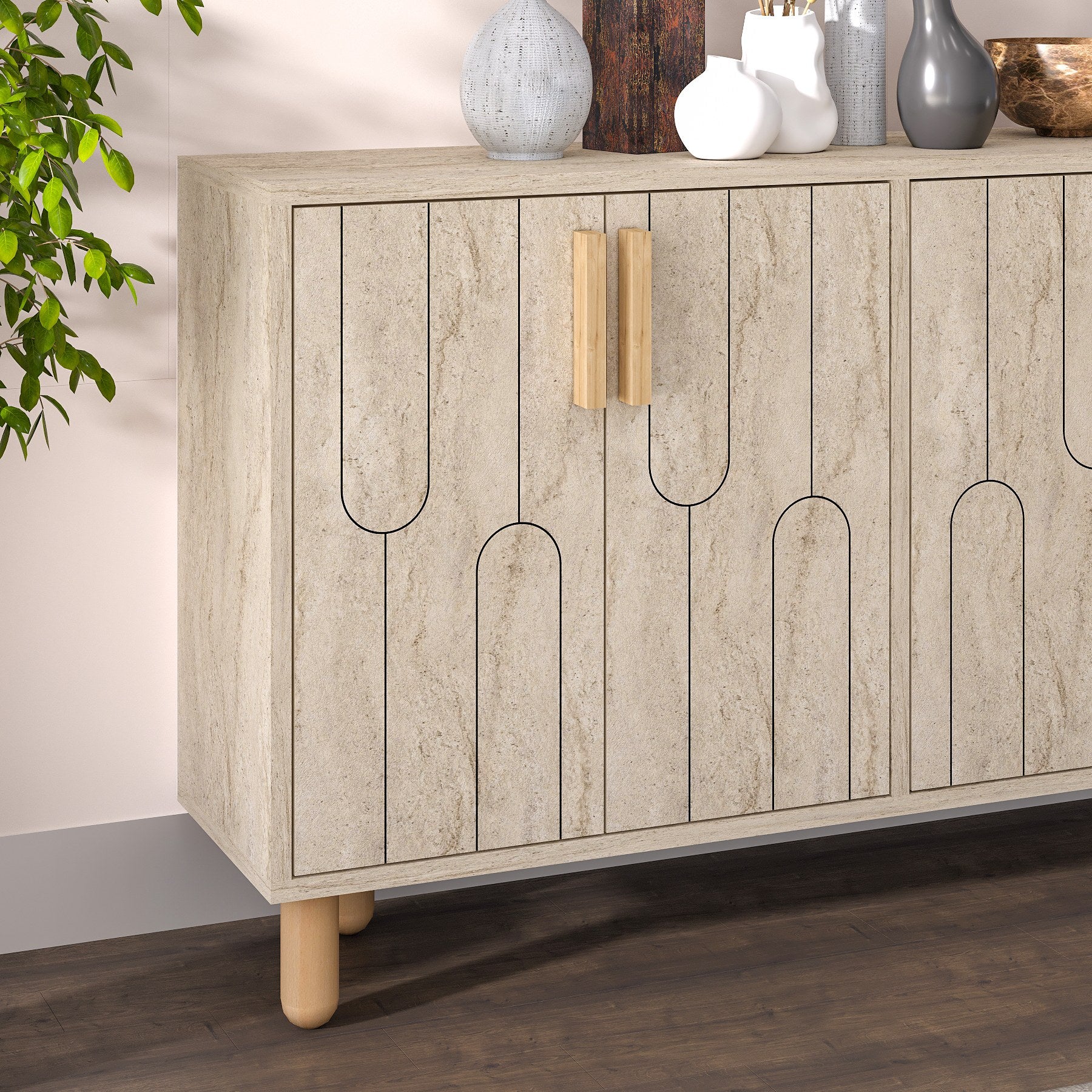 Aparador – 120cm x 73,6cm x 29,6cm – Travertino – MDF