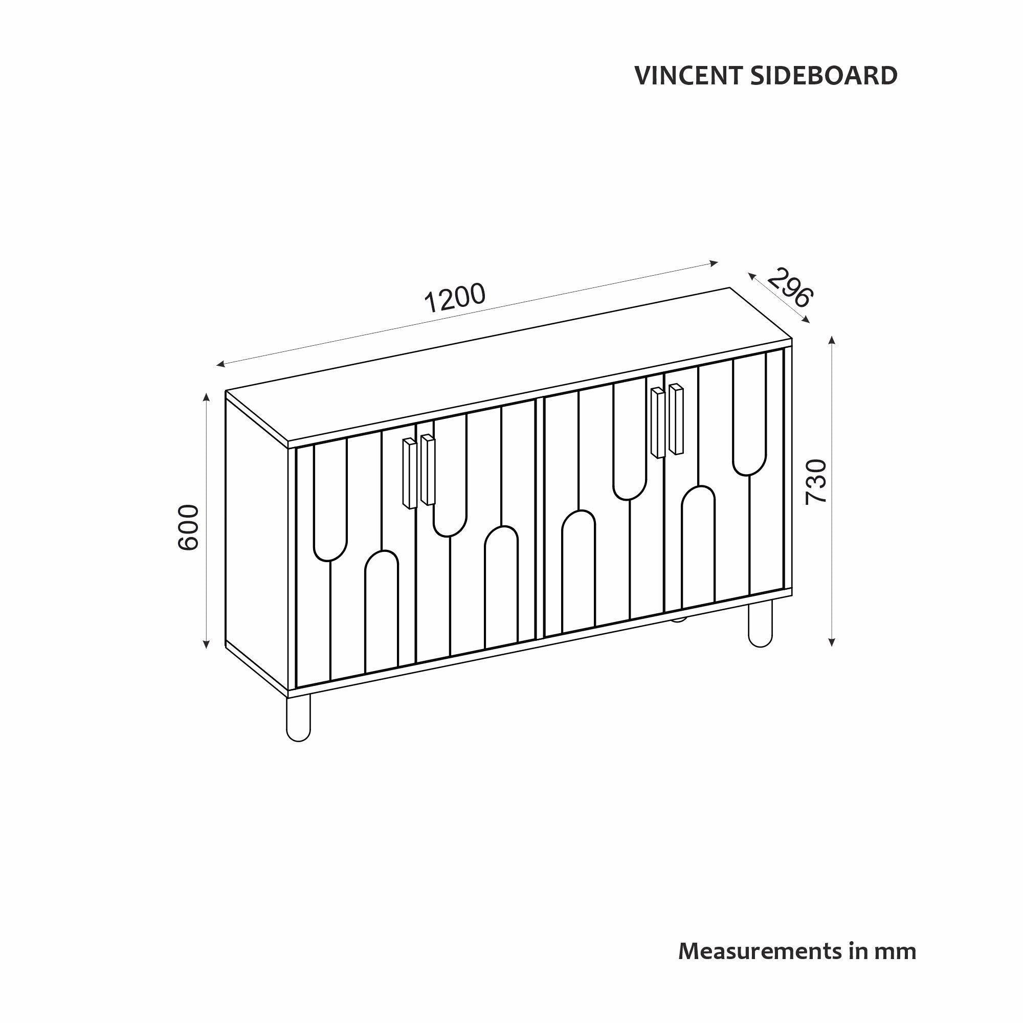 Aparador – 120cm x 73,6cm x 29,6cm – Travertino – MDF