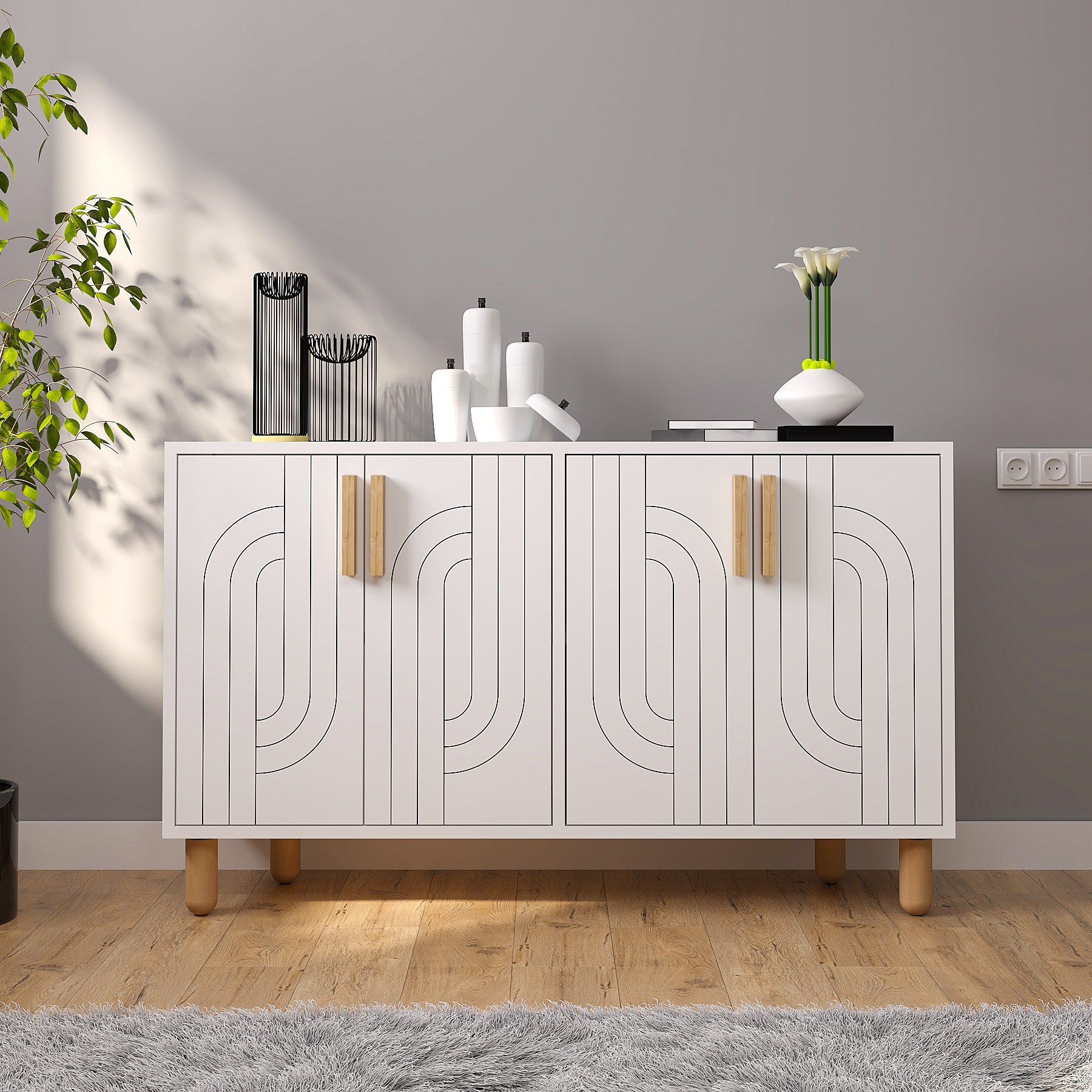 Aparador – 120cm x 73.6cm x 29.6cm – Branco – Painel de partículas