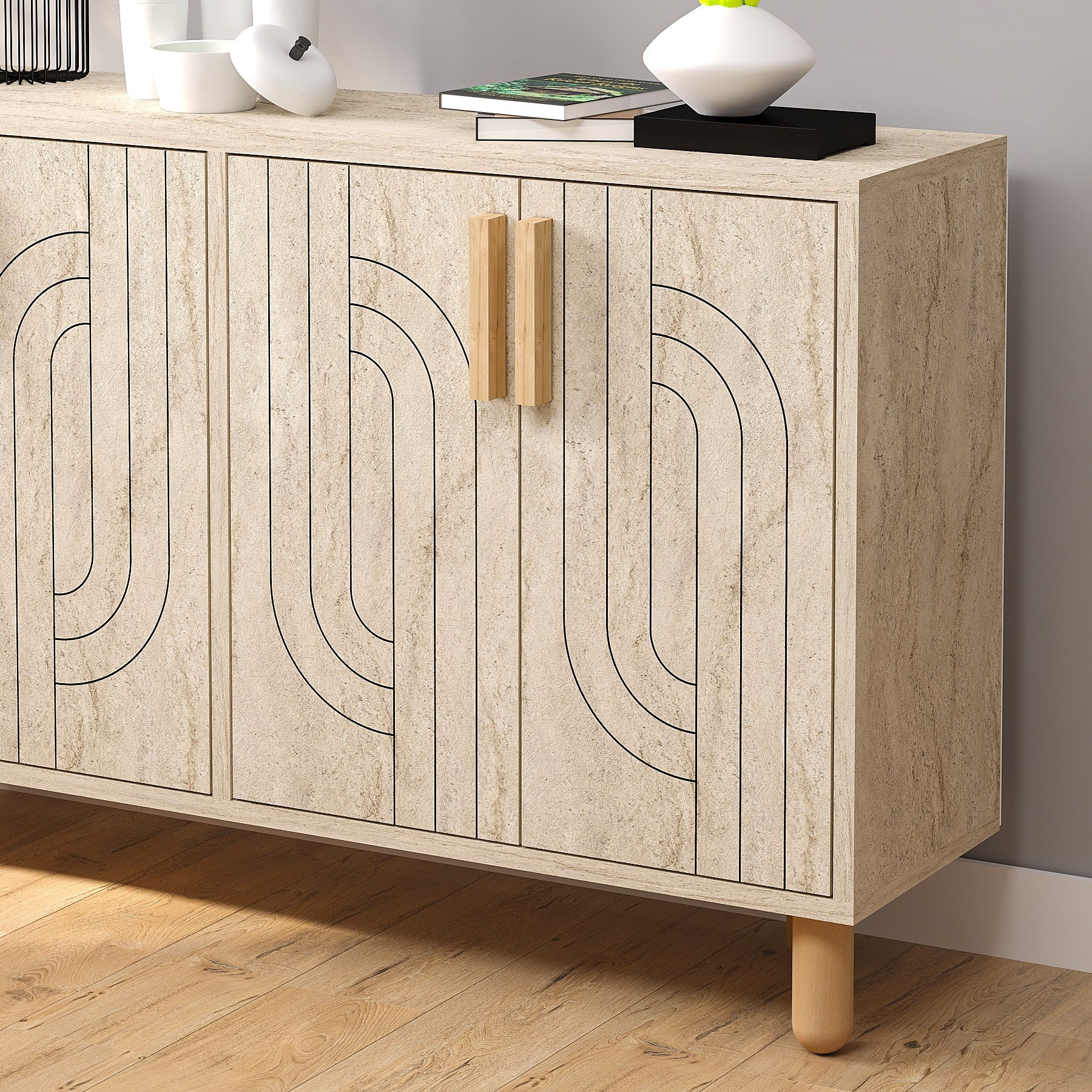 Aparador – 120cm x 73,6cm x 29,6cm – Travertino – MDF
