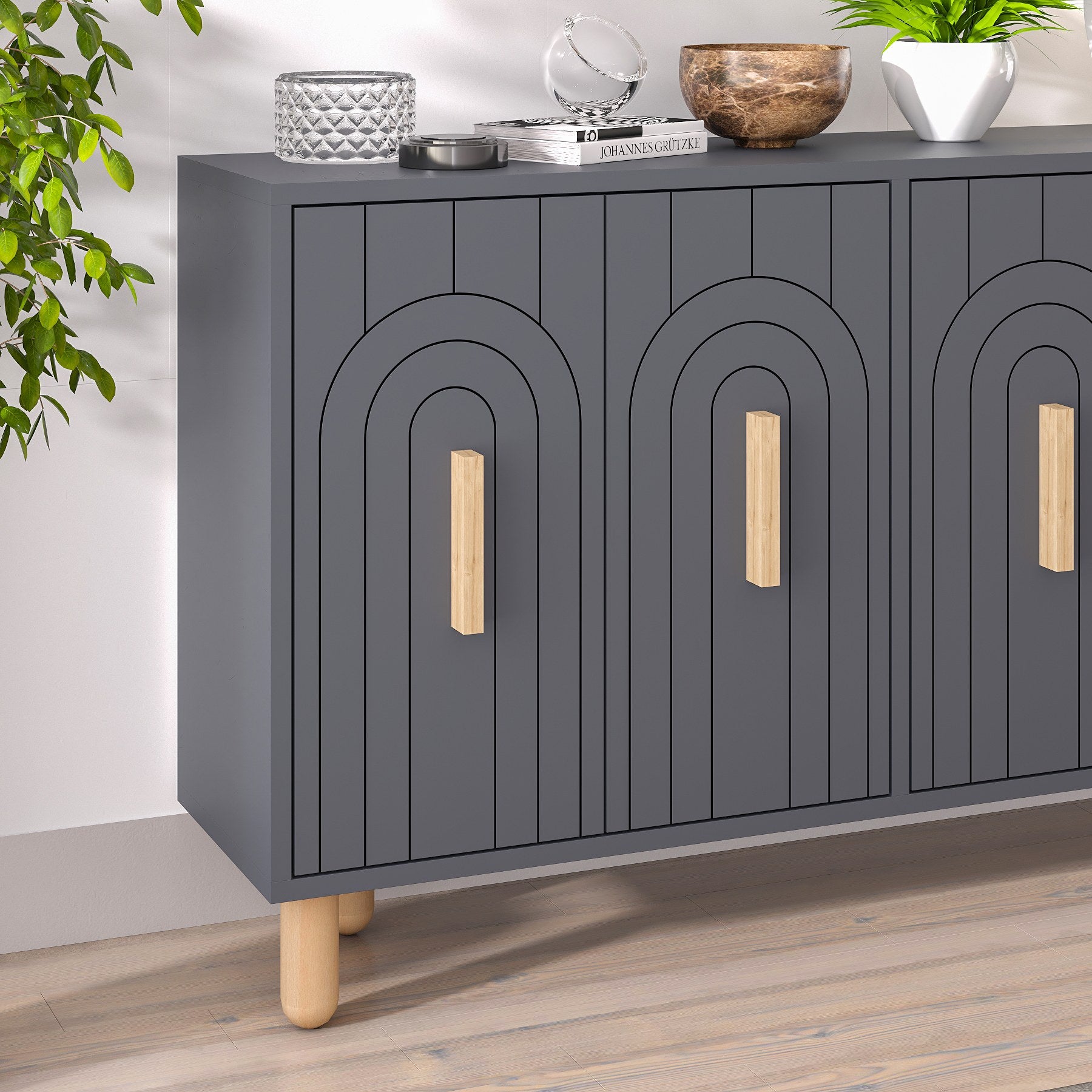 Aparador – 120 cm – Antracite – Painel de partículas com revestimento a melamina