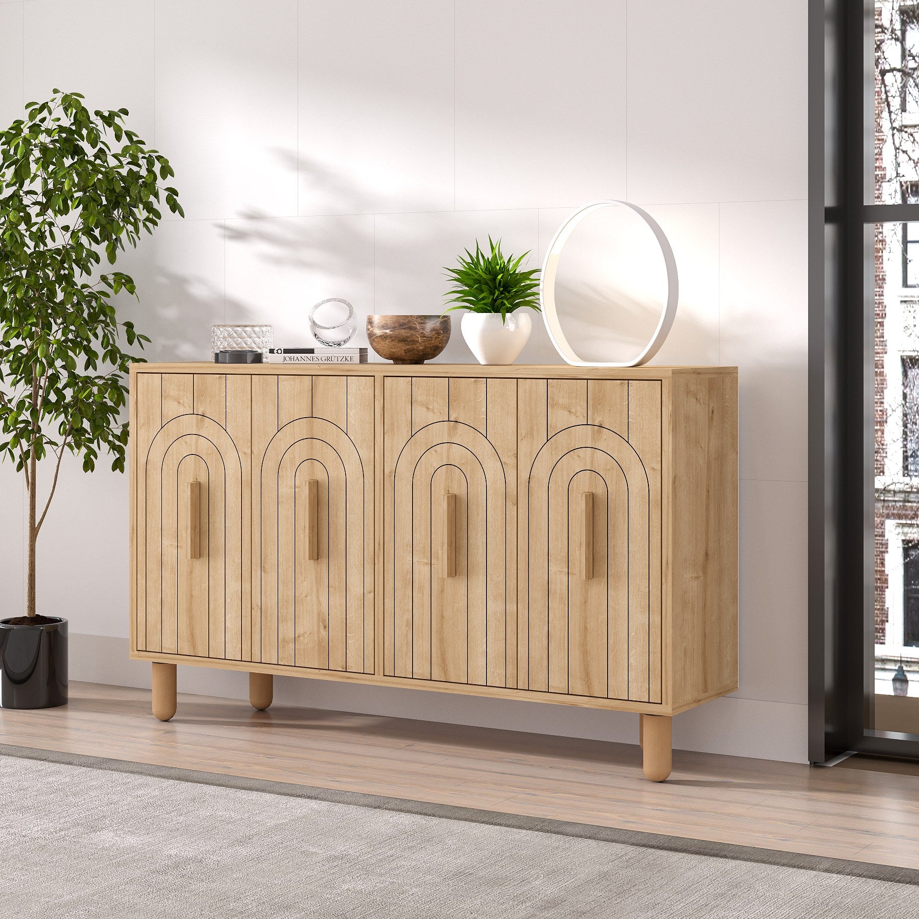 Aparador – 120 cm x 73.6 cm x 29.6 cm – Carvalho Saphire – Painel de partículas com revestimento em melamina